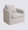 Oxford Boucle Fabric Lounge Chair In White Colour