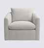 Oxford Boucle Fabric Lounge Chair In White Colour
