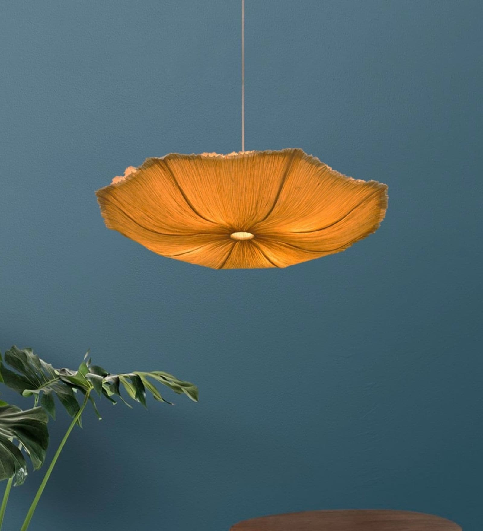 Oyster Mushroom (Large) Stainless Steel & Banana Fibre Pendant Hanging Light