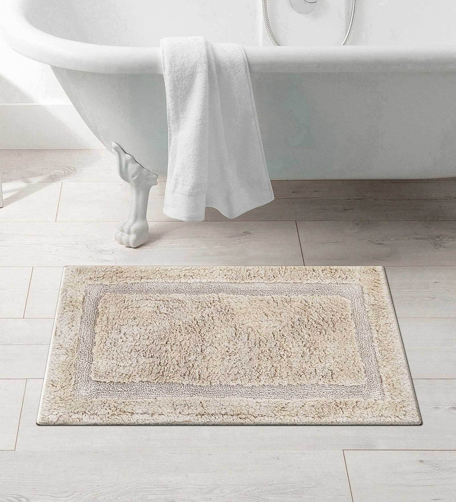 Buy Beige Solid Cotton 20x8 Inches AntiSkid Bath Mat by Obsessions at ...