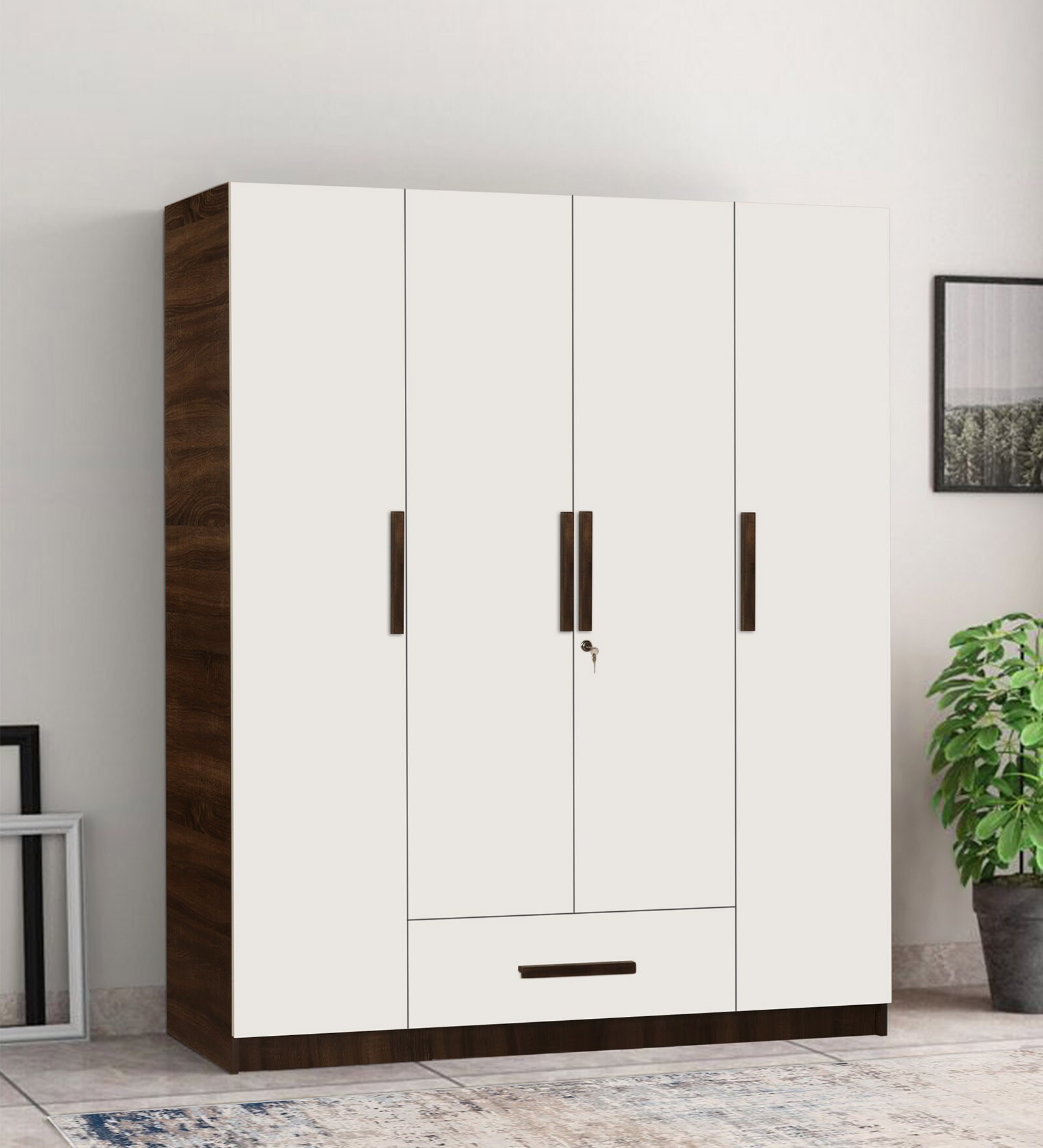 Ozone 4 Door Wardrobe in Baton Oak Finish Ozone 4 Door Wardrobe in Baton Oak Finish