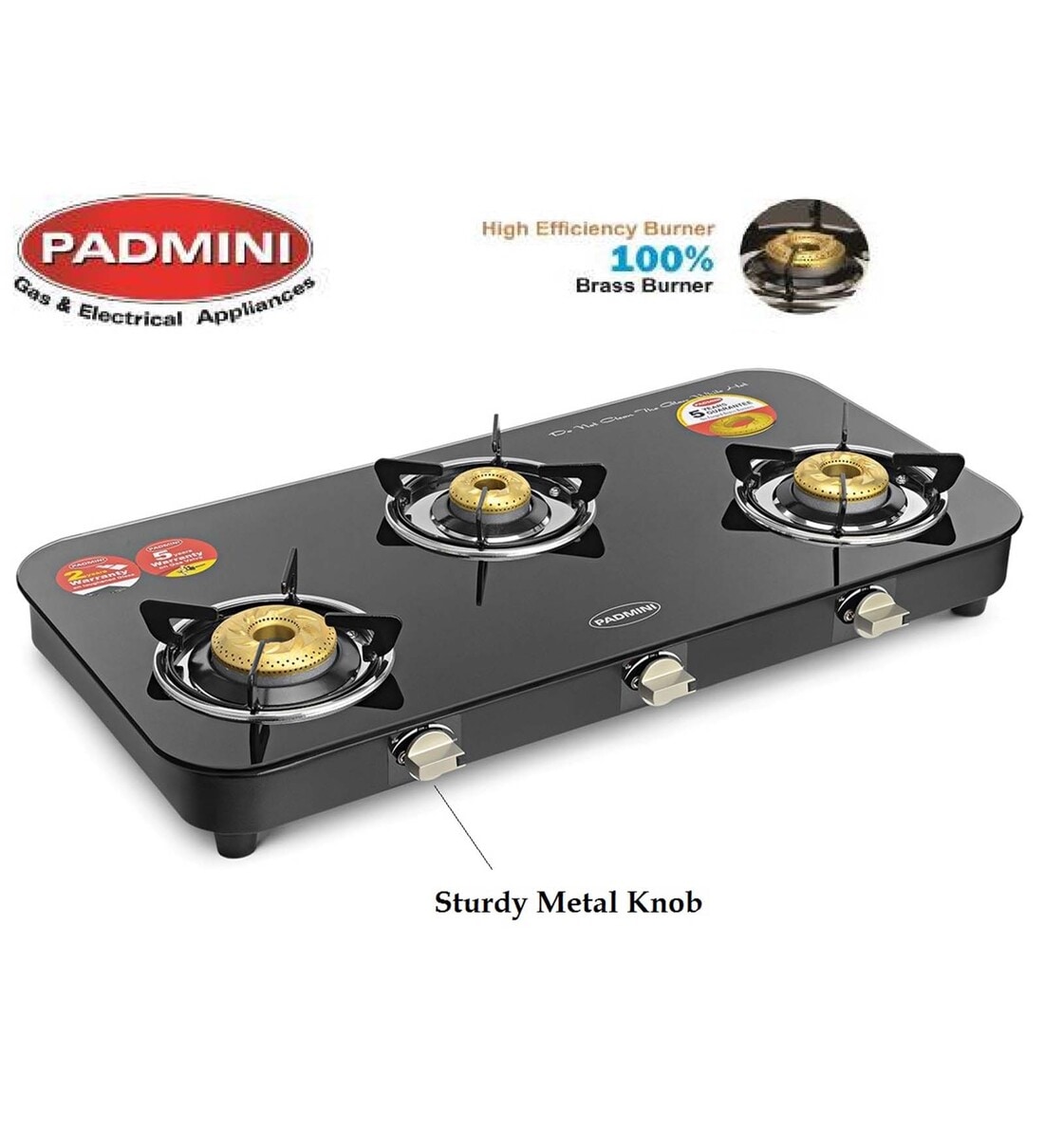 Padmini gas shop stove 3 burner