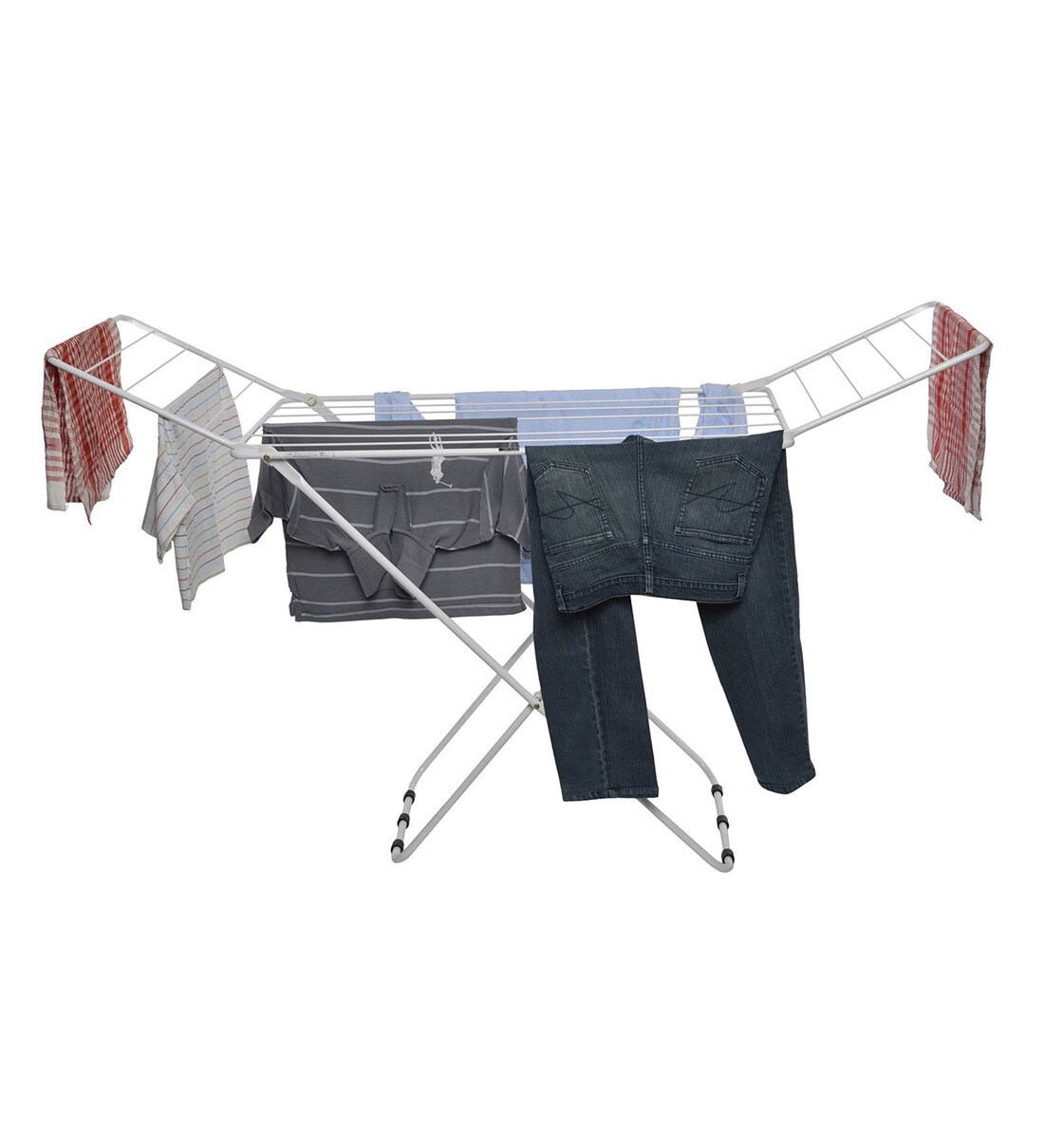 Buy Steel Floor Rested Cloth Drying Stand (Length: 63 Inches) By Paffy ...