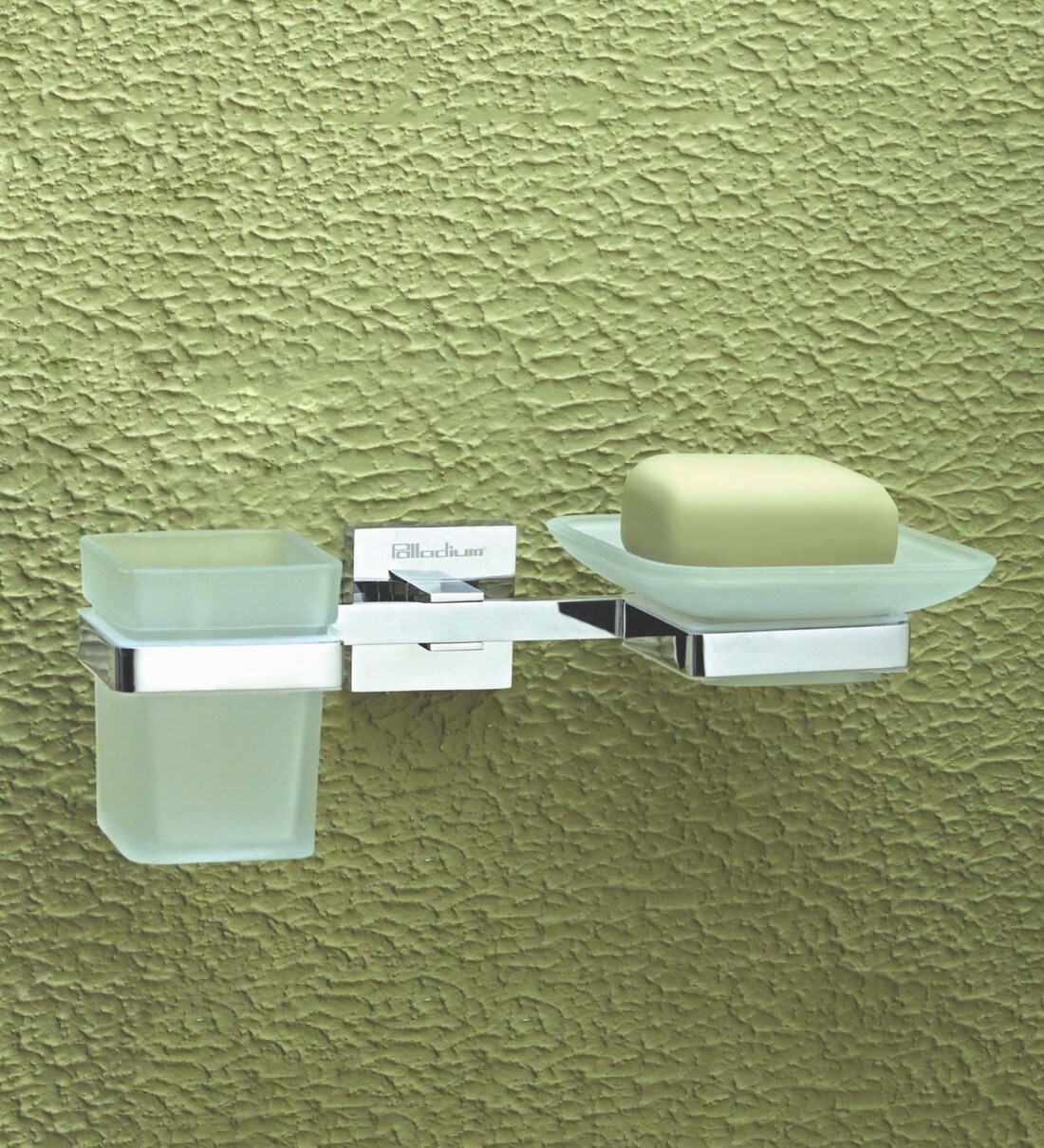 Buy Glass Transparent Wall Mounted Dual Soap & Toothbrush Holder by