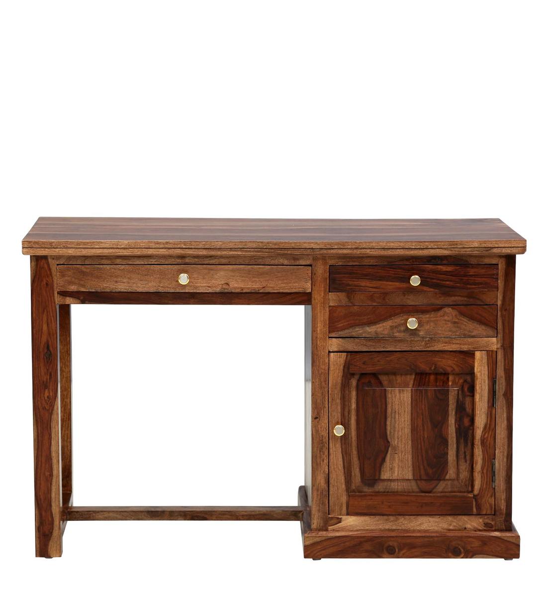 Buy Polis Solid Wood Study Table in Rustic Teak Finish By Woodsworth