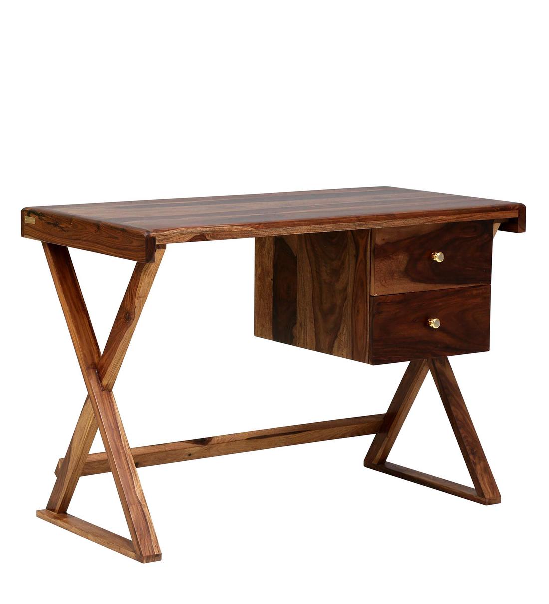 Buy Seri Solid Wood Study Table in Rustik Teak Finish By Woodsworth