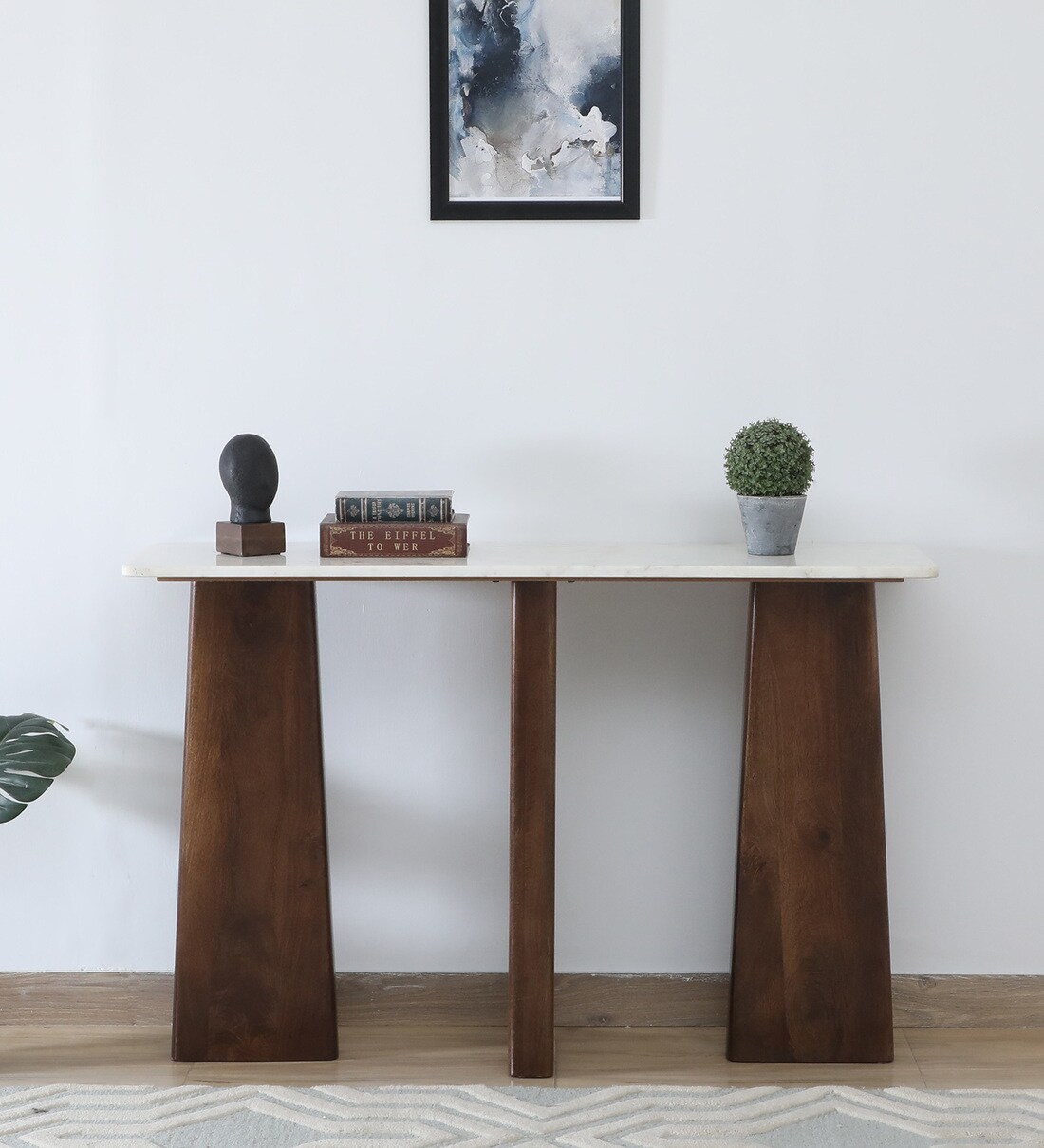Buy Panache Marble Top Console Table in Chestnut Finish at 17 OFF by