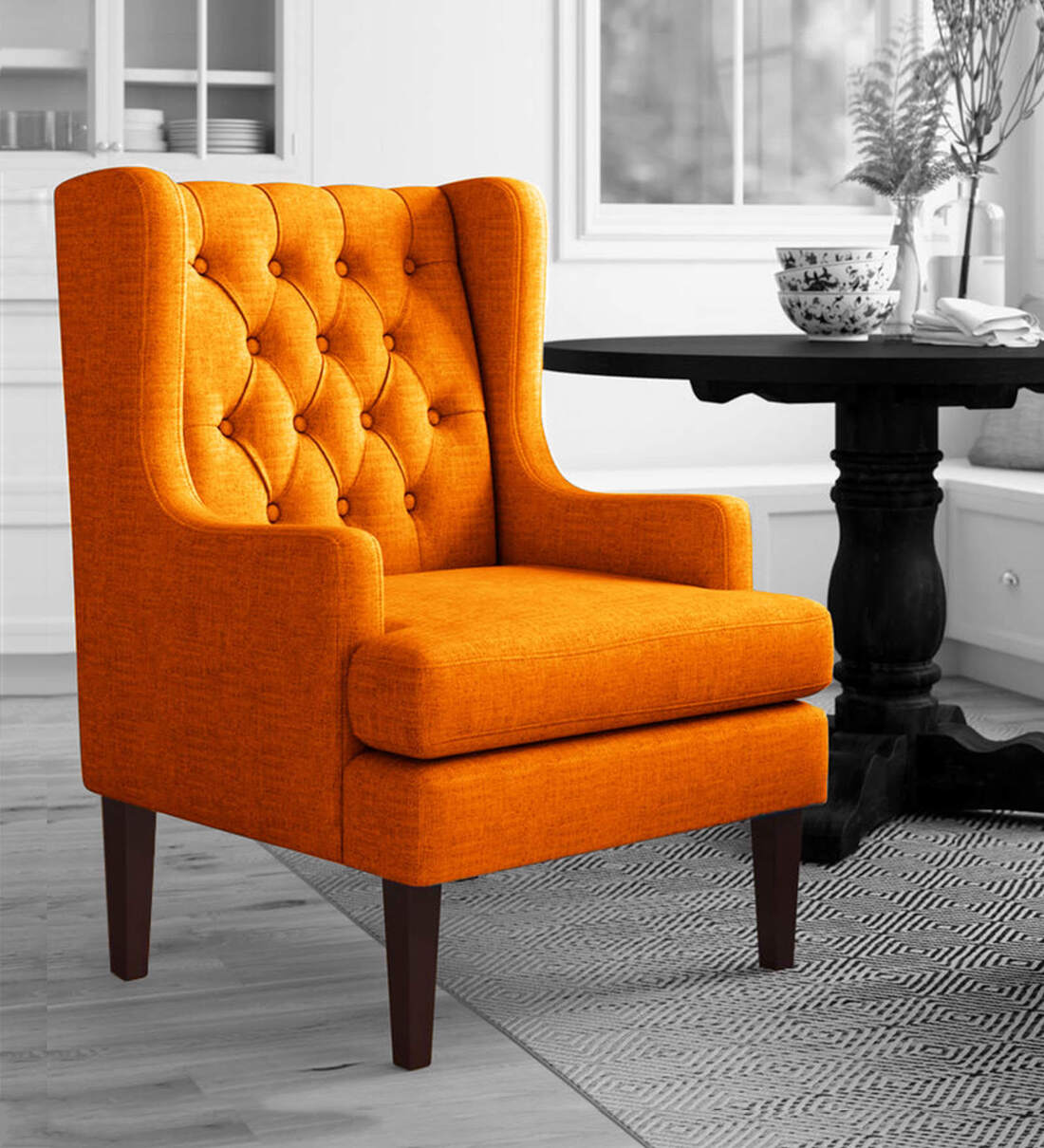 orange wing chair