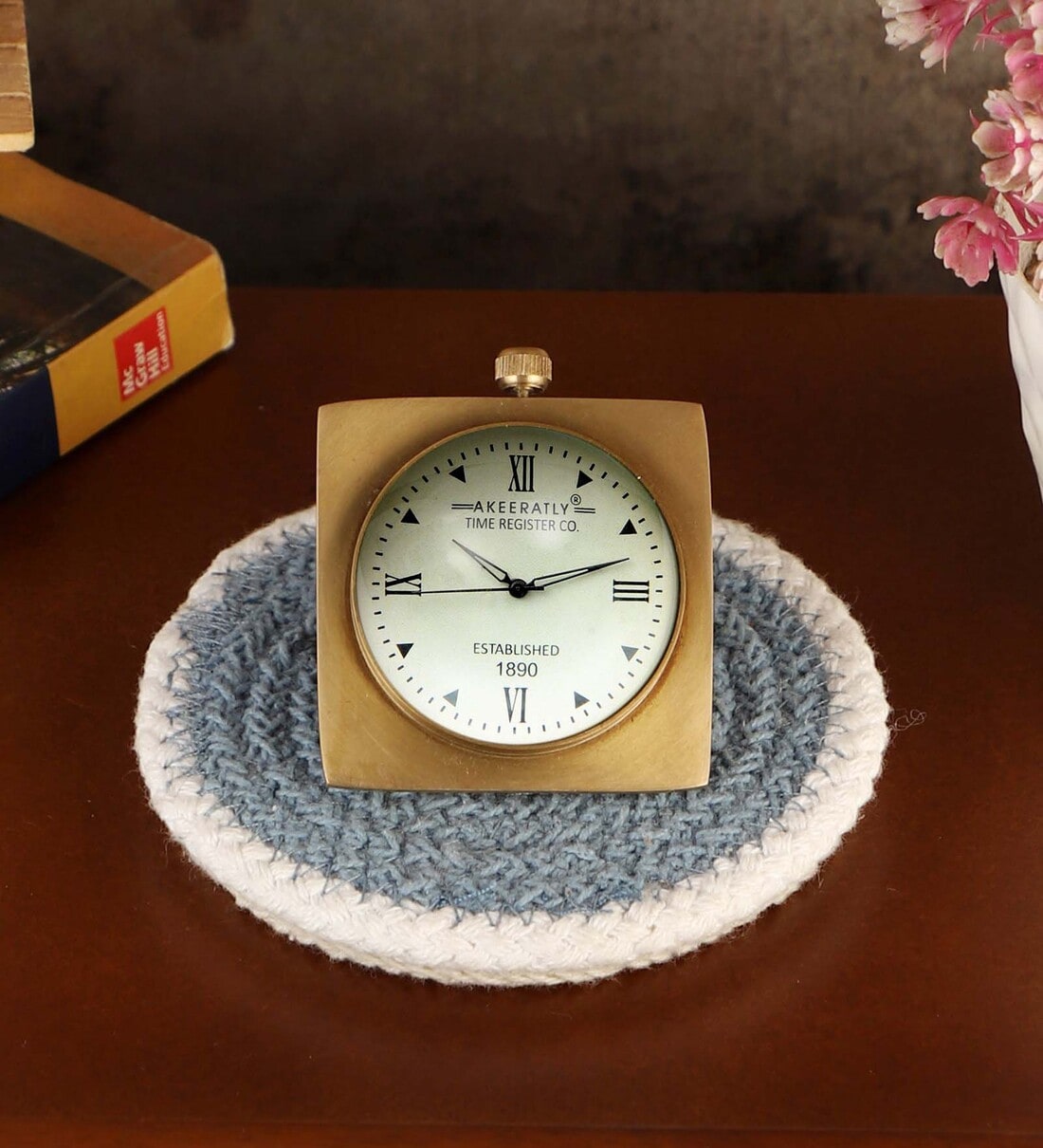 Buy Paper Weight Brown Brass Table Clock at 60% OFF by Akeeratly ...