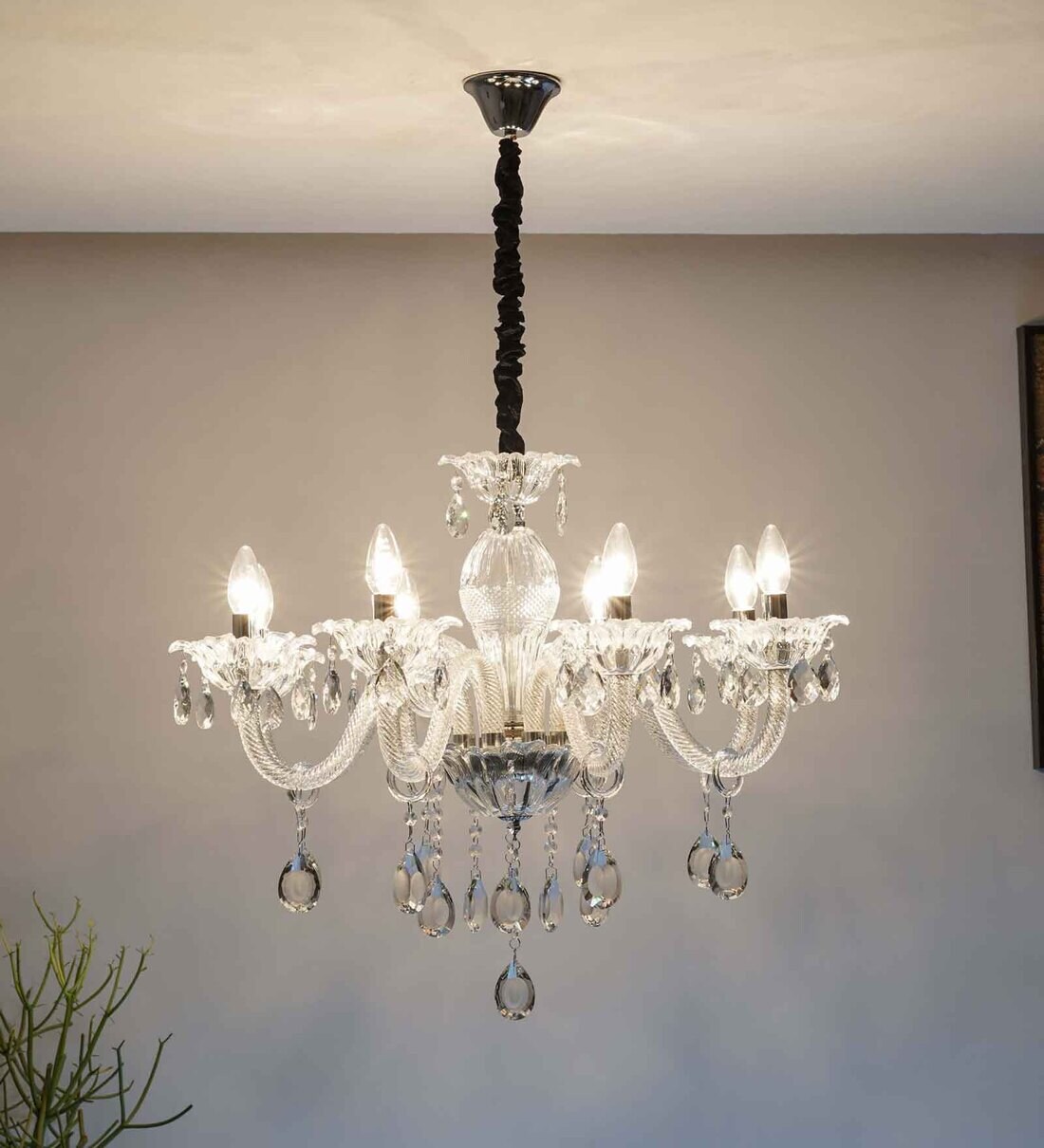 Buy Paris 8 Arm Ceiling Chandelier In Chrome & Clear Finish With