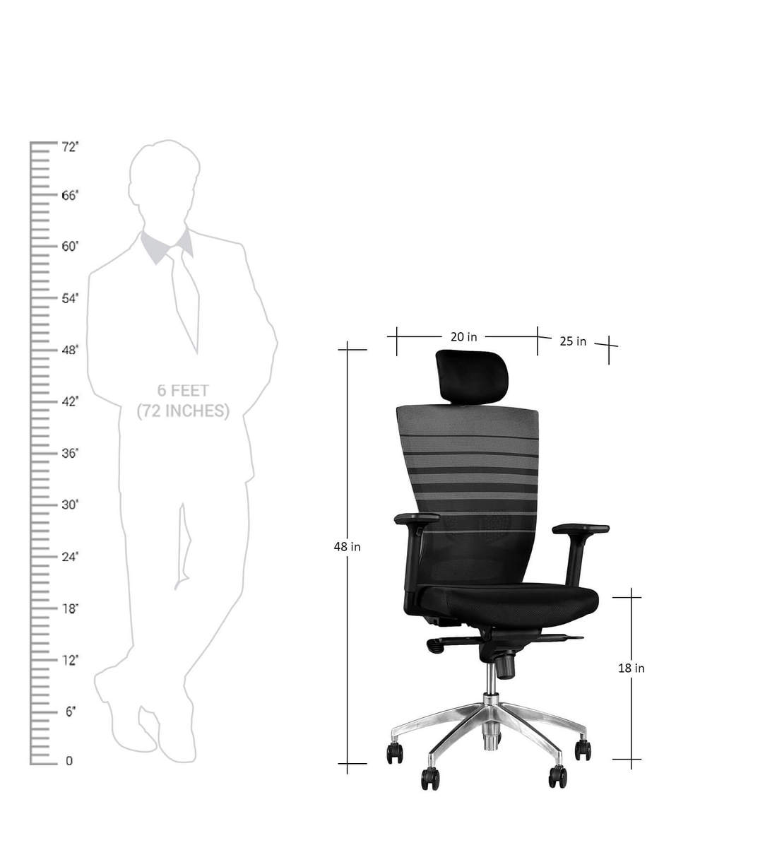 Buy Ergo Ergonomic Chair in Black Colour By HomeTown Online High Back