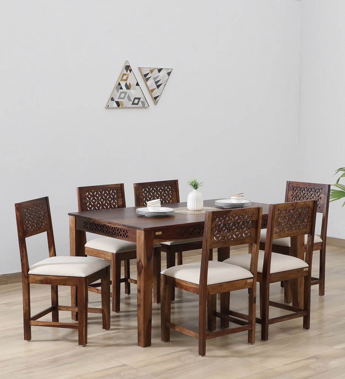 Buy Parnika Sheesham Wood 6 Seater Dining Set In Provincial Teak Finish ...