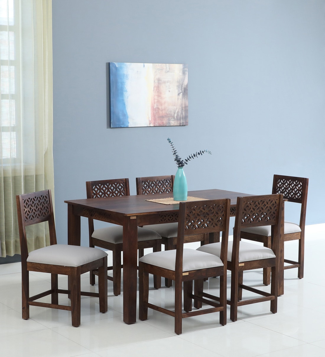 Buy Parnika Sheesham Wood 6 Seater Dining Set in Scratch Resistant ...