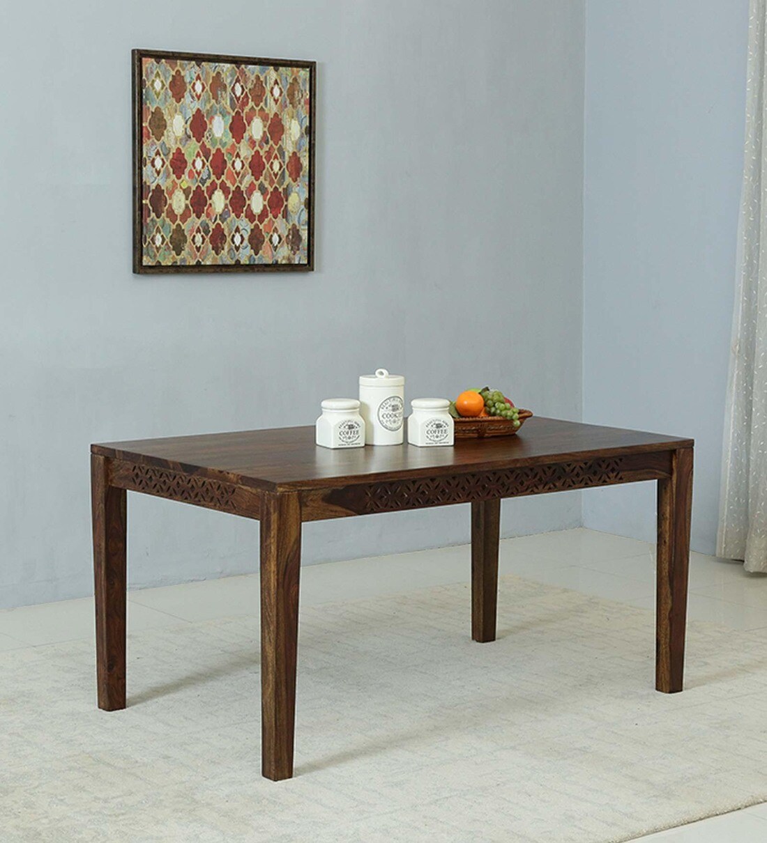 Buy Parnika Sheesham Wood 6 Seater Dining Table In Provincial Teak