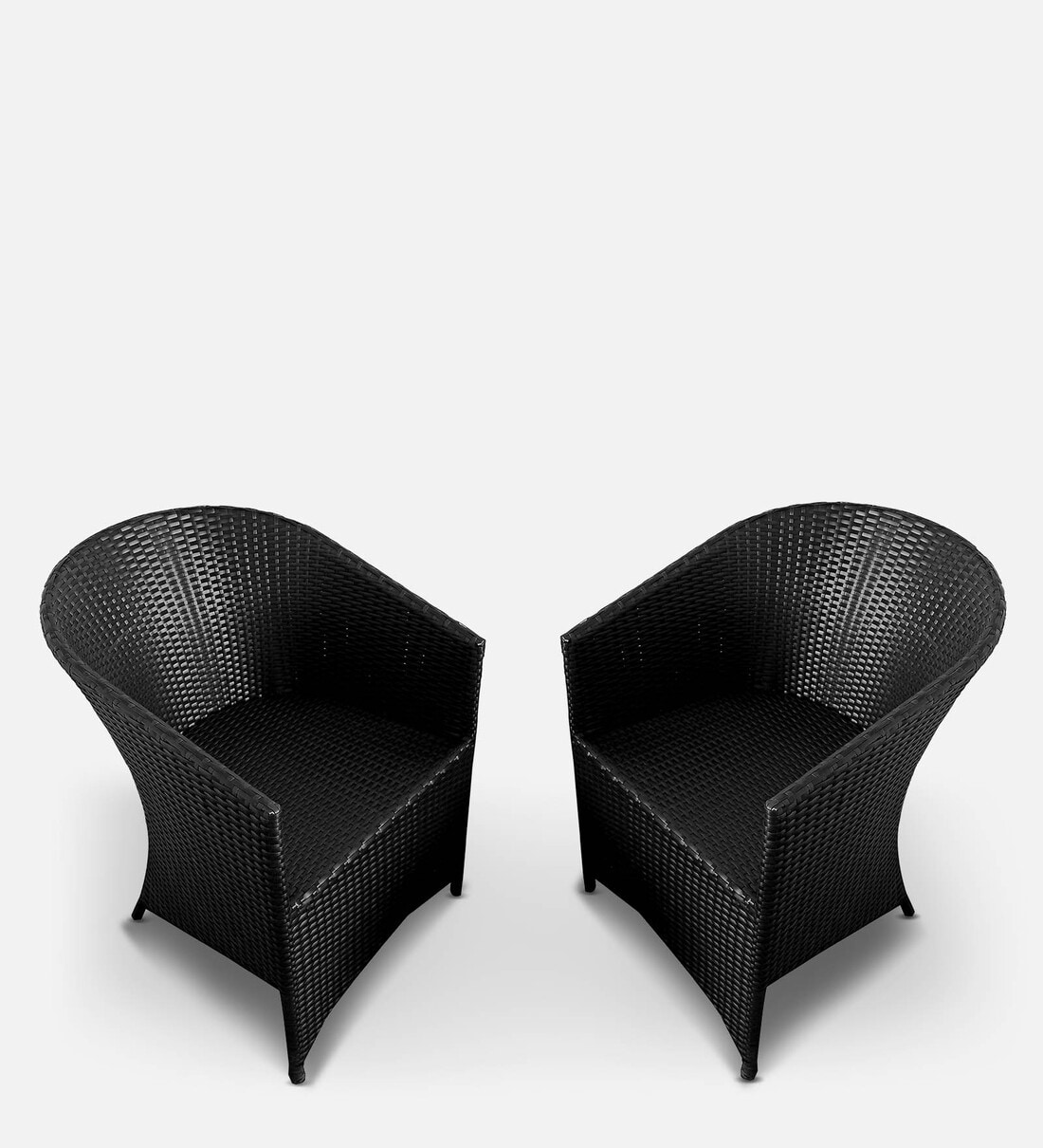 Buy Bologna Wicker Patio Chairs in Corduroy Black Finish (Set Of 2) Online Seating Seating