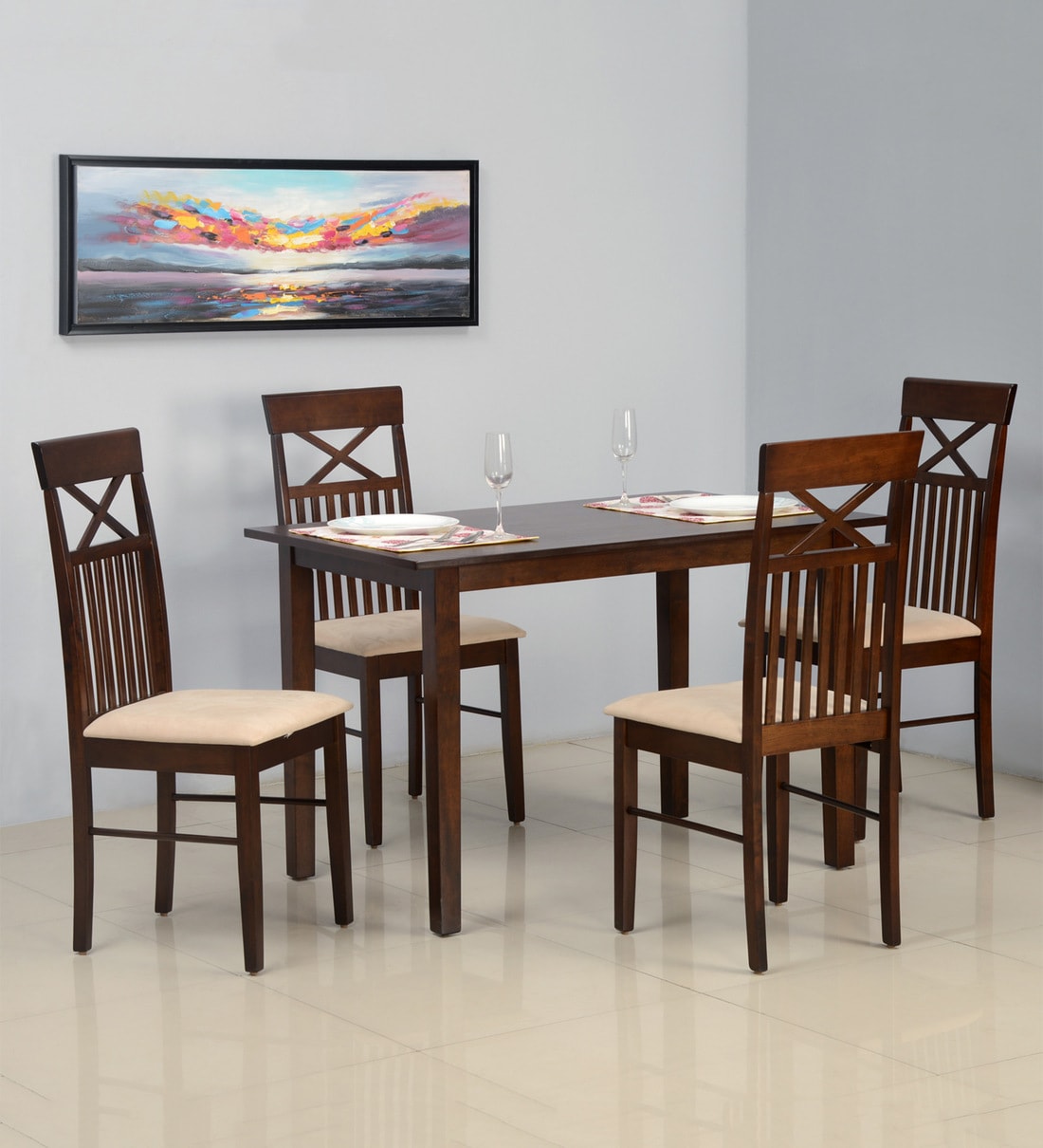 Buy Paula 4 Seater Dining Set in Walnut Colour at 57% OFF by Nilkamal ...