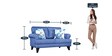 Paddington Plus Fabric 2 Seater Sofa in Blue Colour