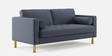Palo 2 Seater Sofa With Metal Legs in Cyan Blue Colour