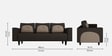 Pangram Fabric 3 Seater Sofa In Dark Brown Colour
