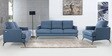 Paris Half Leather 3 Seater Sofa In Delph Blue Colour