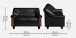 Parto Leatherette 2 Seater Sofa In Black Colour