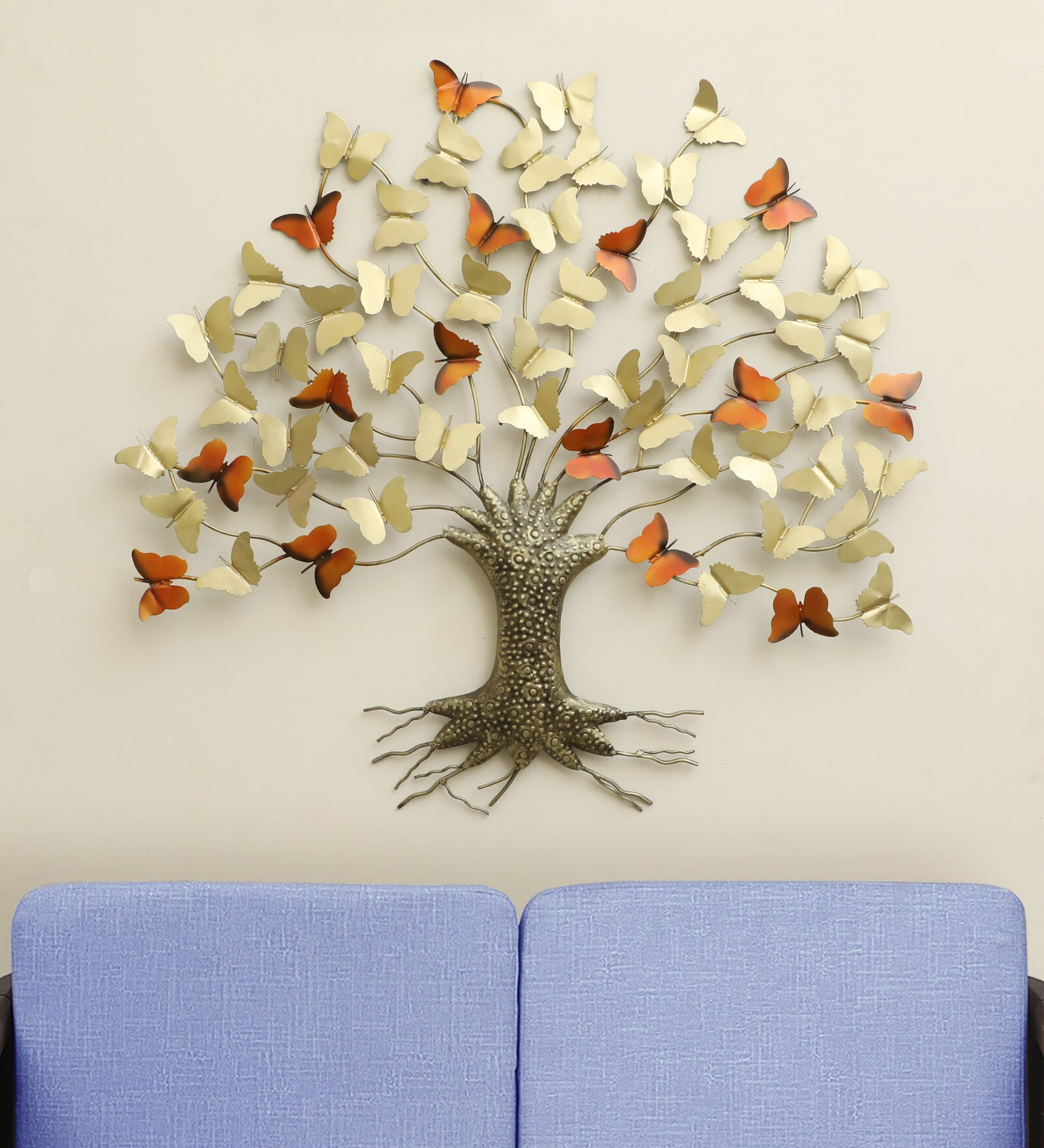 Paarvi Butterflies Gold & Orange Iron Wall Art