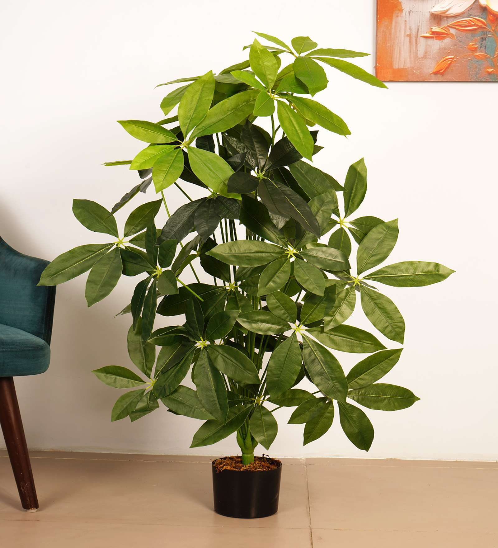 Artificial Pachira Money Tree Plant with Black Pot