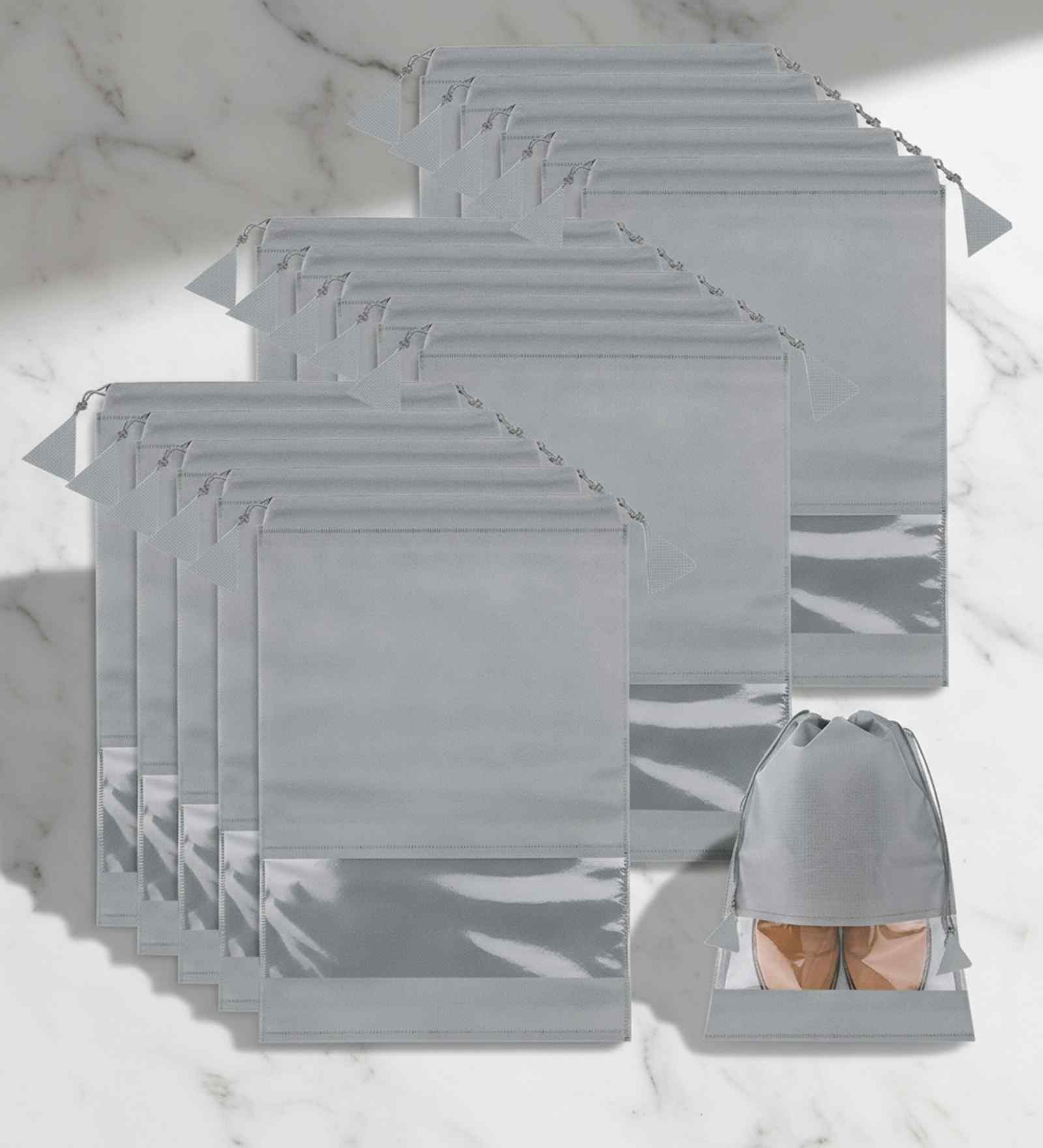 Pack Of 18 Grey Shoe Organizer Bag Covers