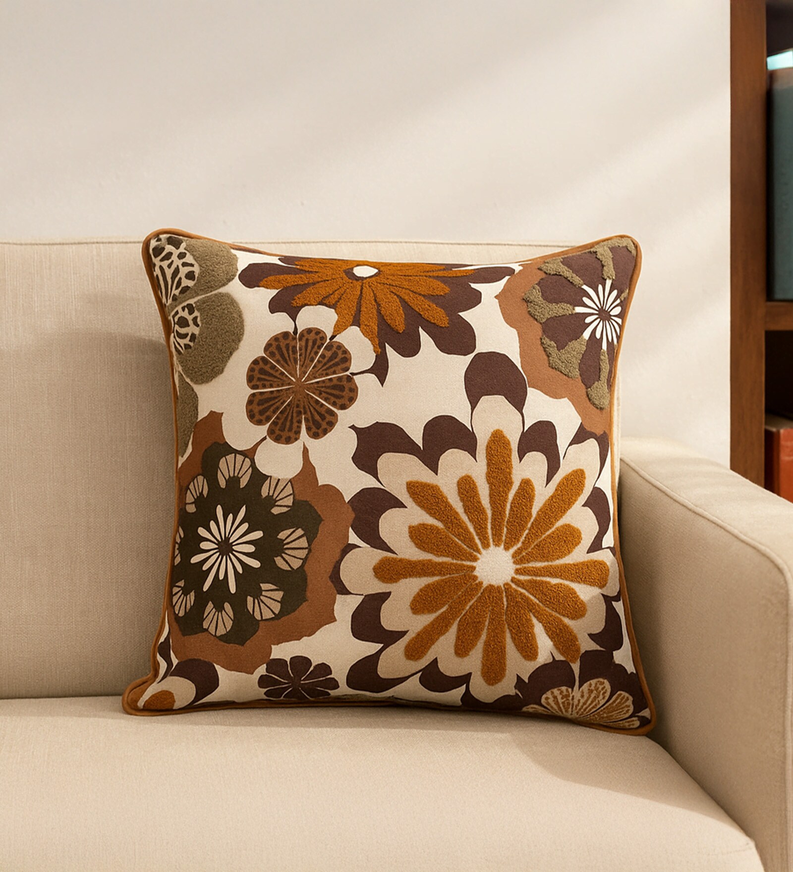 Pack of 2 Multicolor Floral  Velvet Hand Crafted Cushion Covers