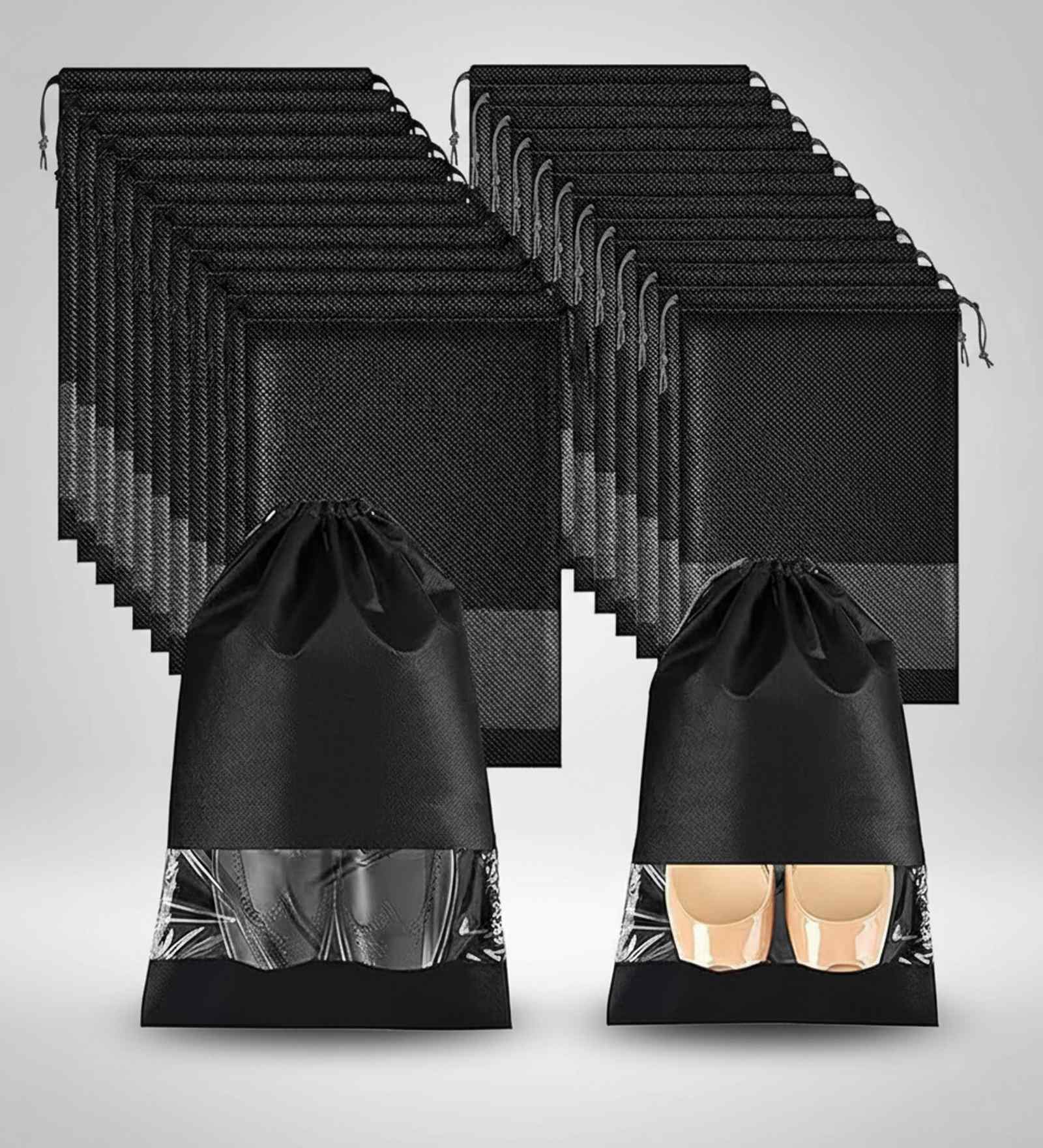 Pack Of 24 Black Shoe Organizer Bag Covers