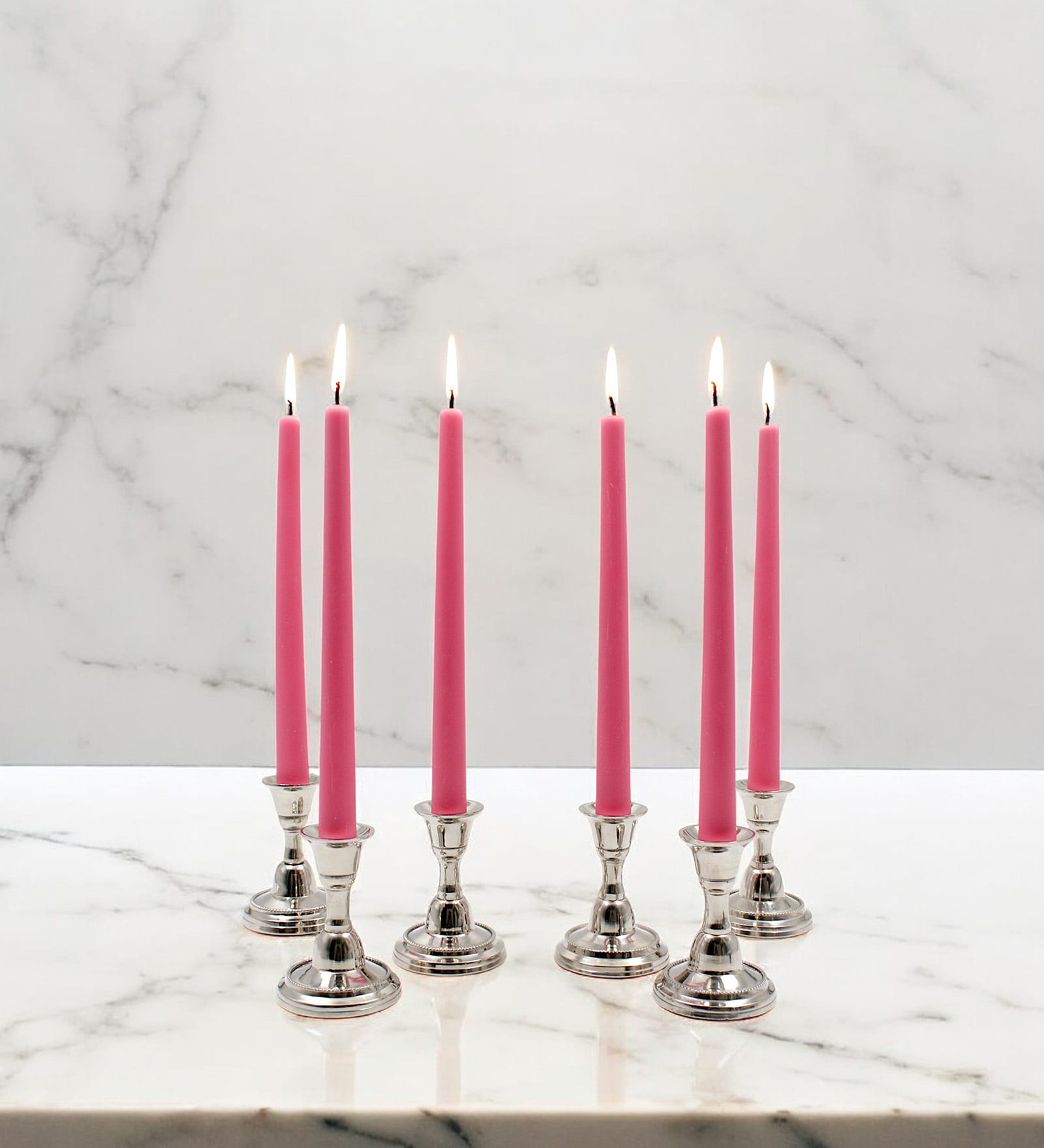 Pack of 6 Peach Unscented Taper 10 Inches Smokeless Long Candles