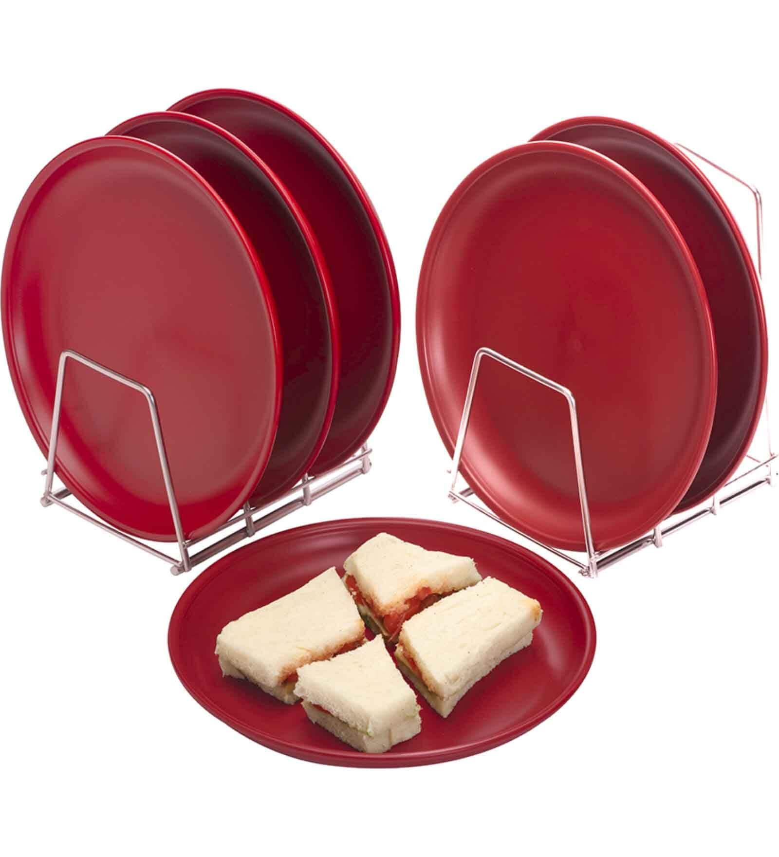 Varmora Plastic Round Side Plate-BPA Free | Microwave Safe| Great For Outdoor picnics | Best for Occasions & Quick Meals ( Set of 6 |Maroon)