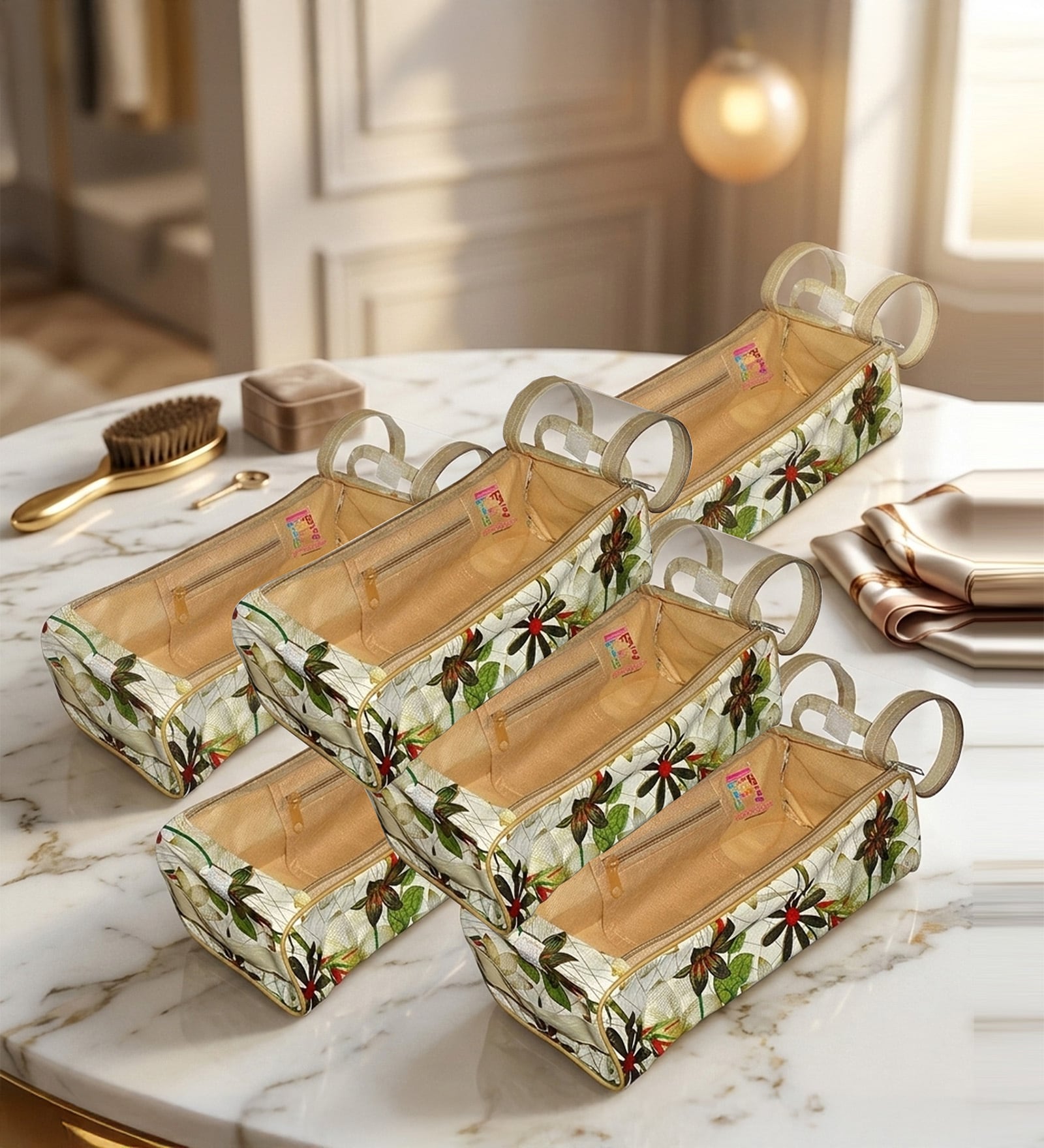 Pack Of 6 Brown Nylon Shoe Organizer Bag Covers