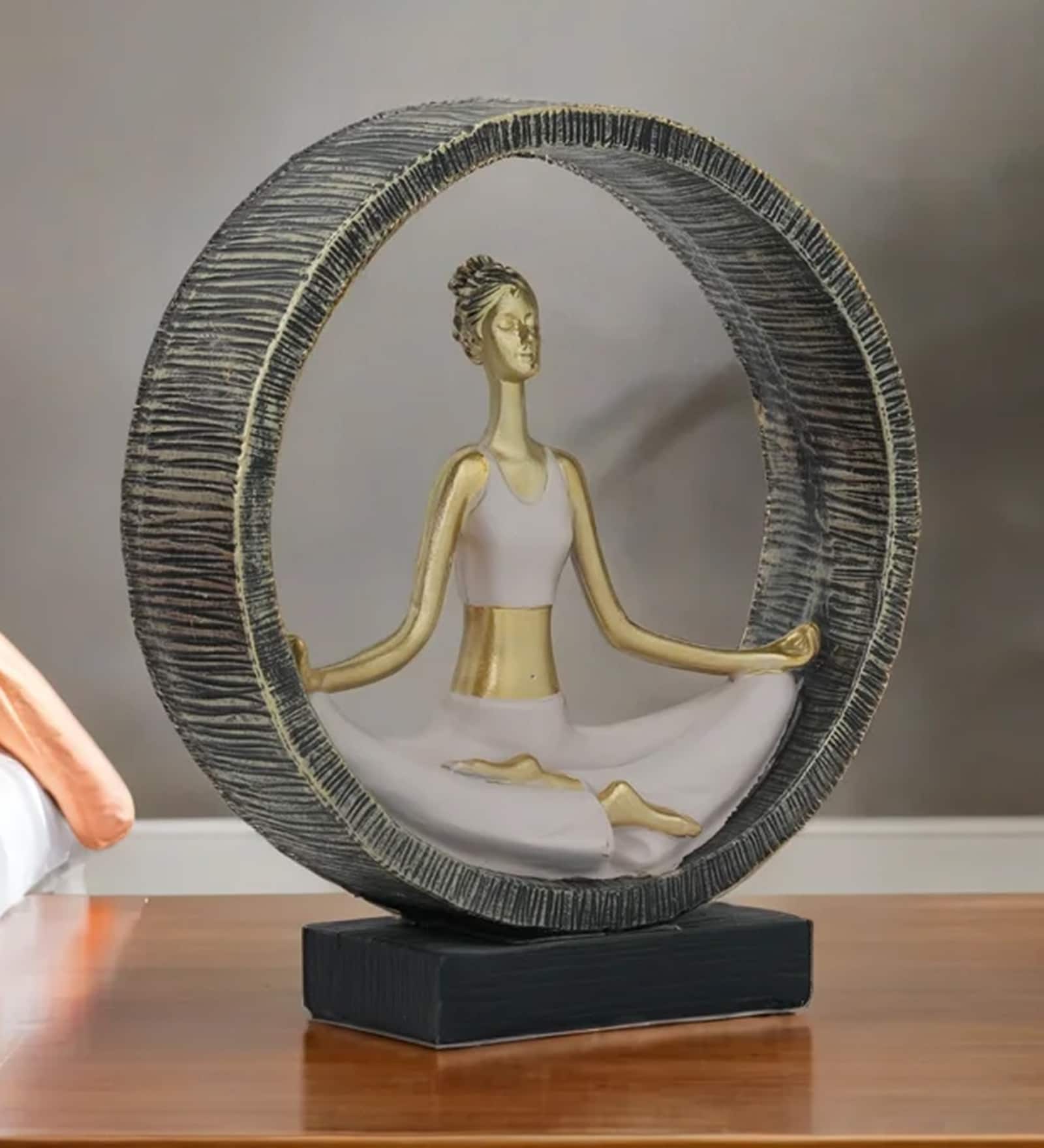 Padmasana Yoga Figurinee | Resin Material | On Base used Felt for Grip and Table Protect | Ideal for Table Decor and Shelves Showpiece