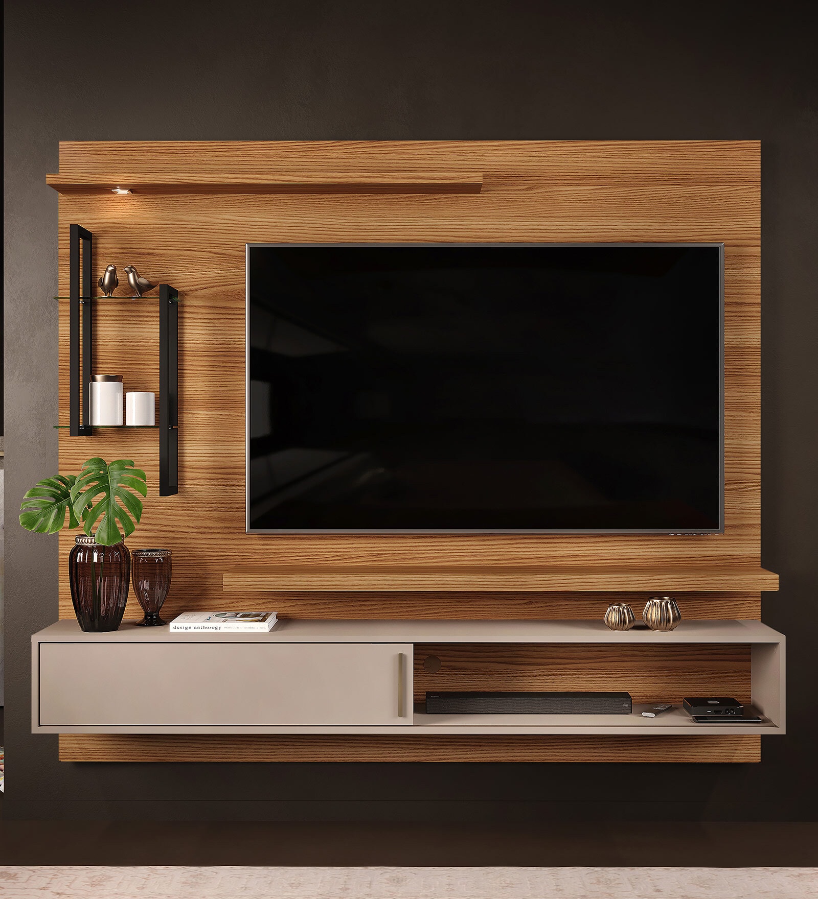 Buy Painel TV Unit in Carvalho Nobre & Griz Finish for TVs up to 60\ by ...