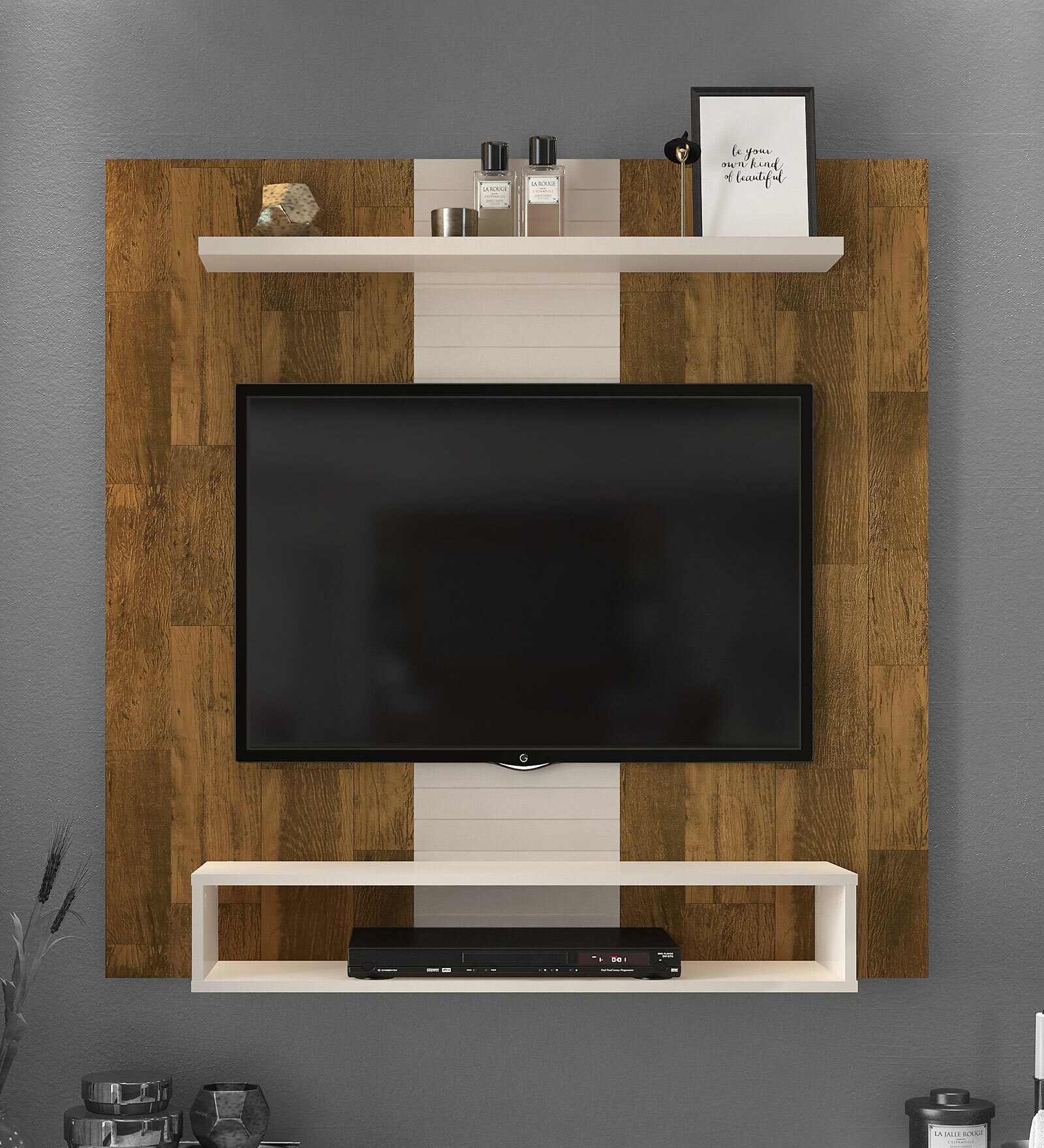 Painel TV Unit in Demolicao & Off White Finish for TVs up to 43"