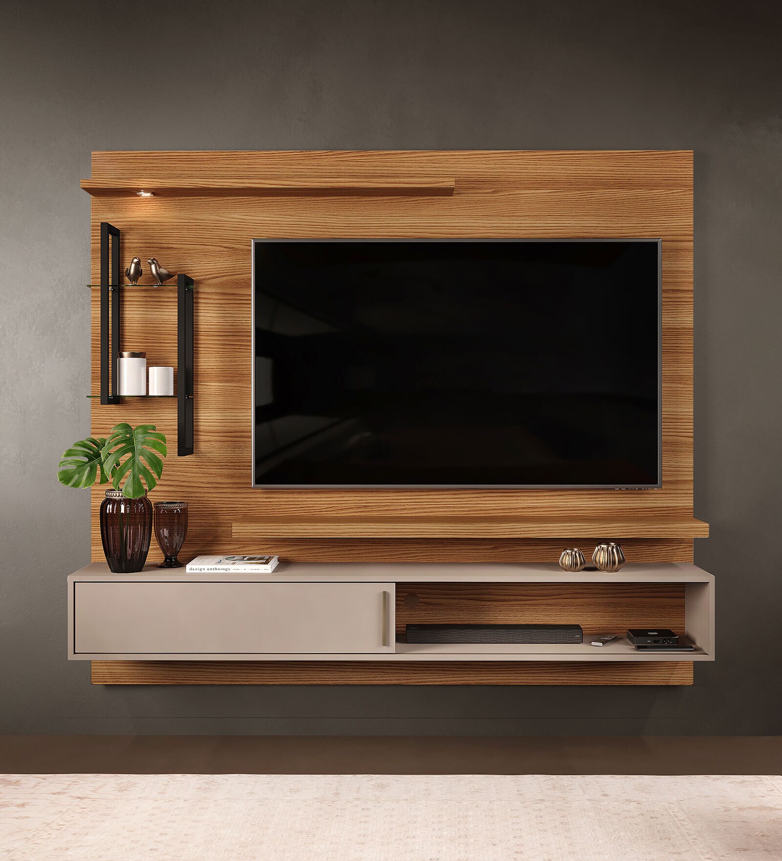 Buy Painel TV Unit in Carvalho Nobre & Griz Finish for TVs up to 60\ at ...