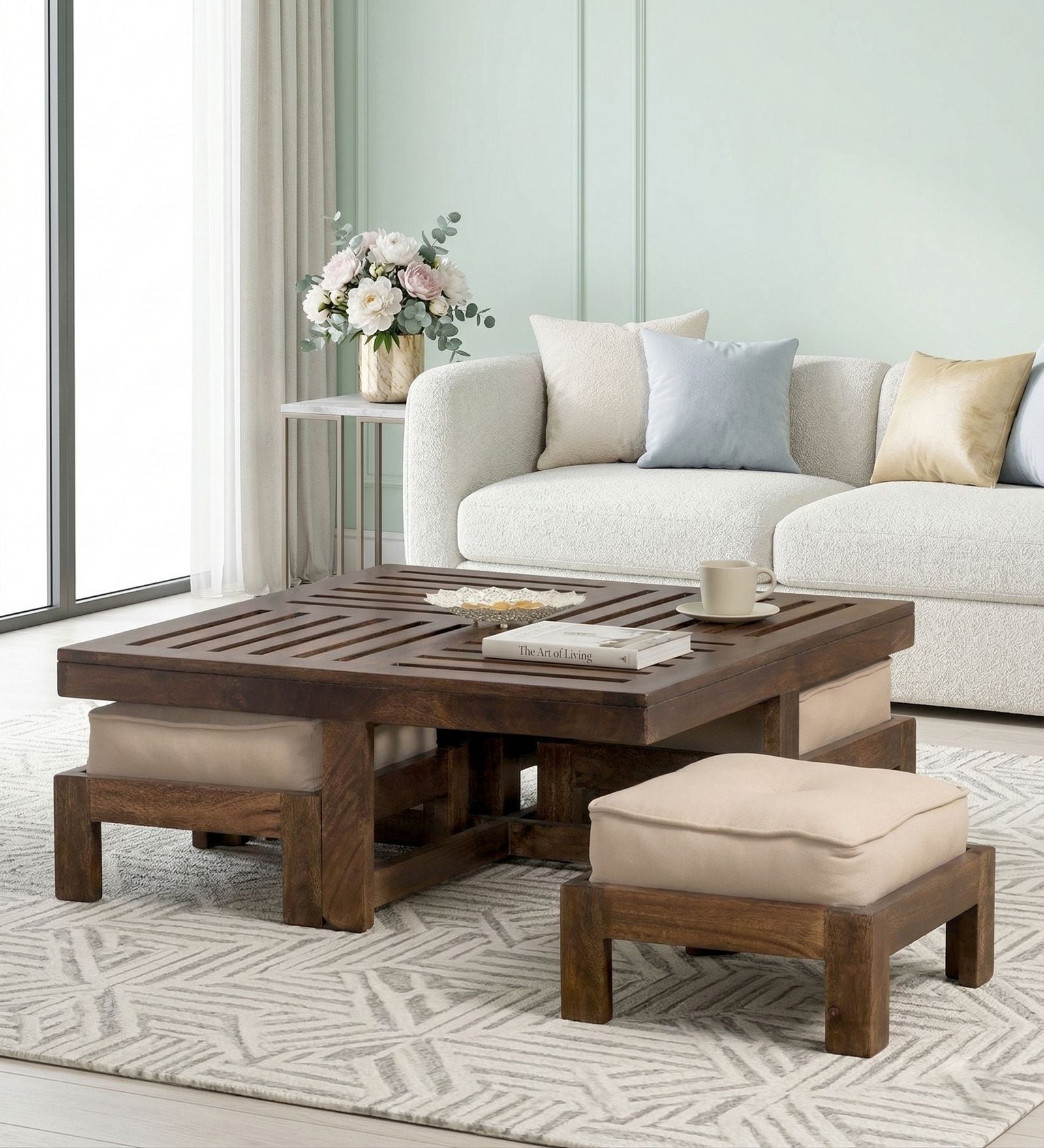 Palladio Coffee Table Set In Provisional Teak Finish