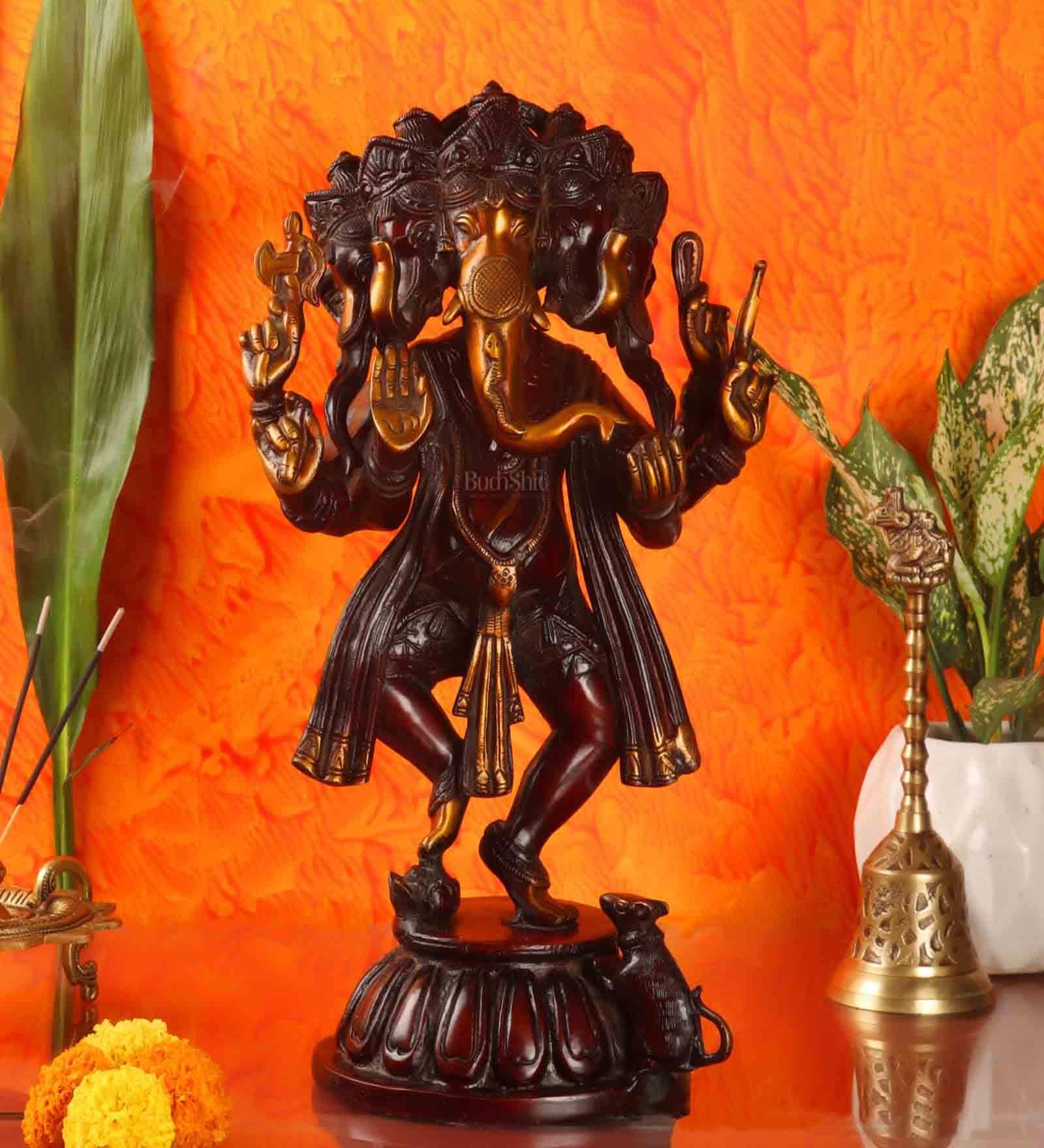 Panchmukhi Ganesha Brass Religious Idol