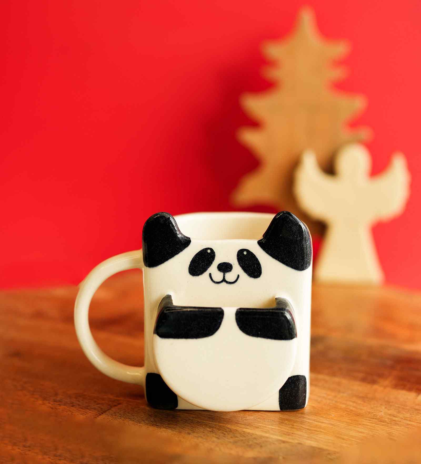 Panda Biscuit Pocket Ceramic Mug (White & Black)