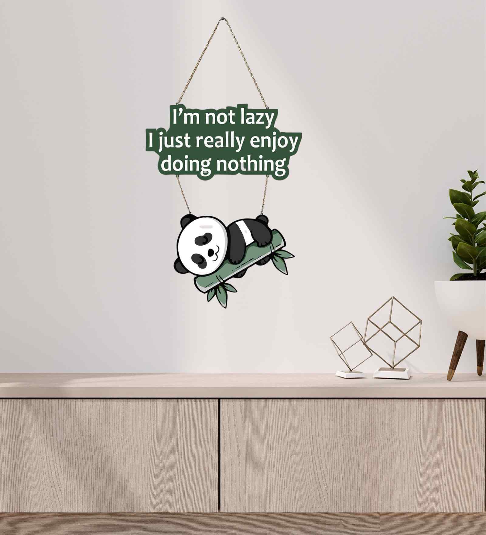 Panda with Quotes Wooden Wall Hanging for Living Room Bedroom Home Decor