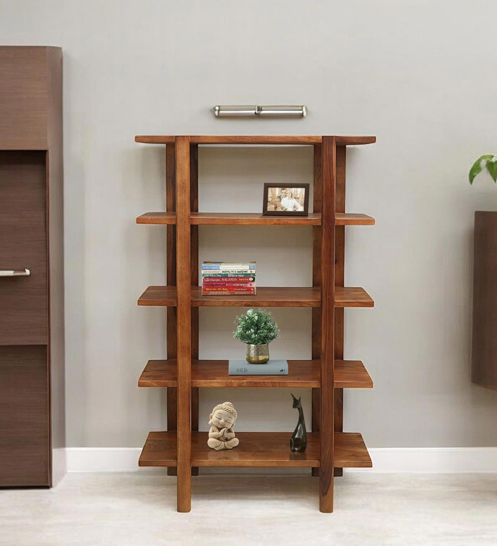Pandrup Mango Wood Book Shelf In Walnet Finish