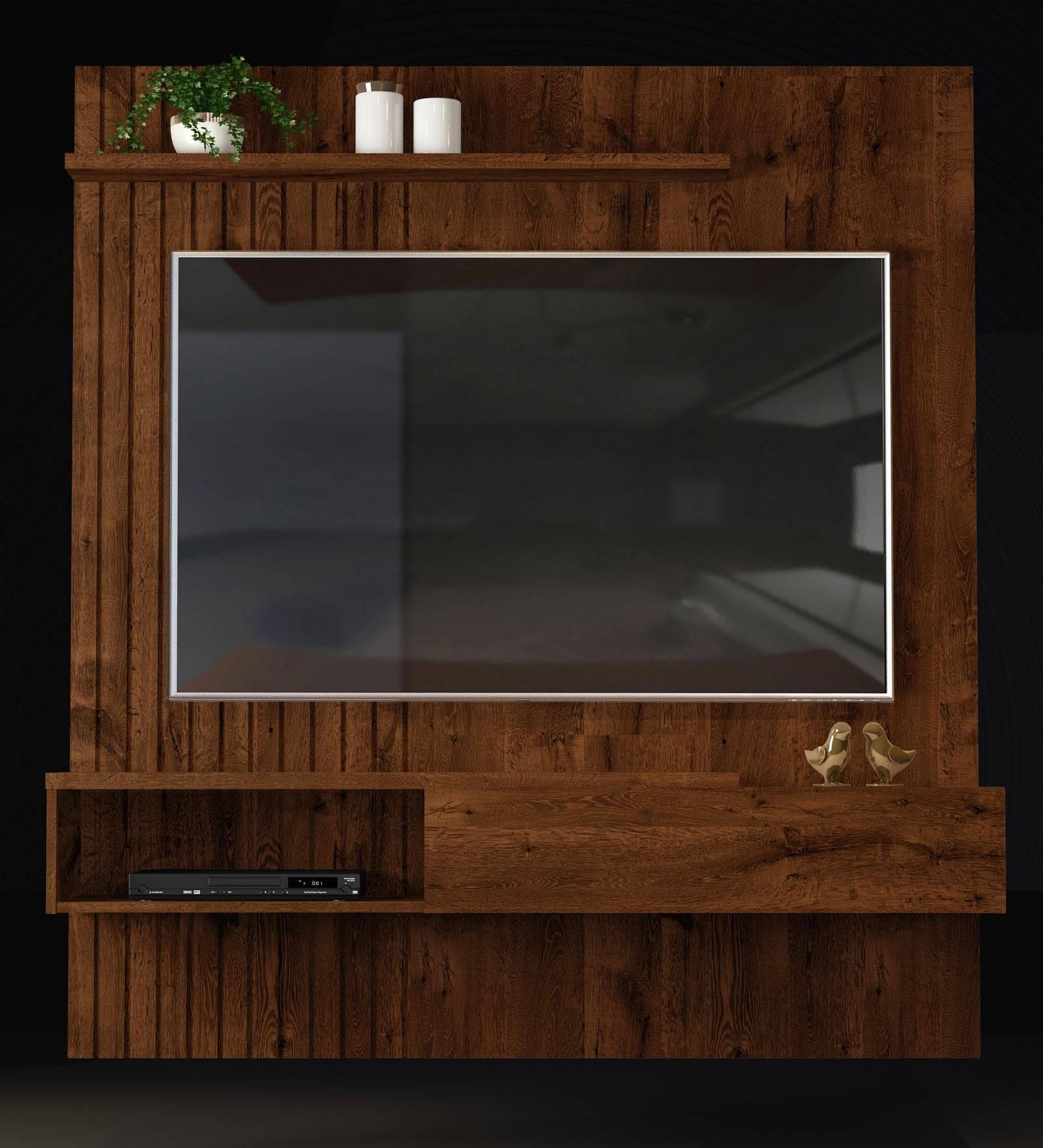 Tito Wall Mounted TV unit in Rustic Malbec Finish