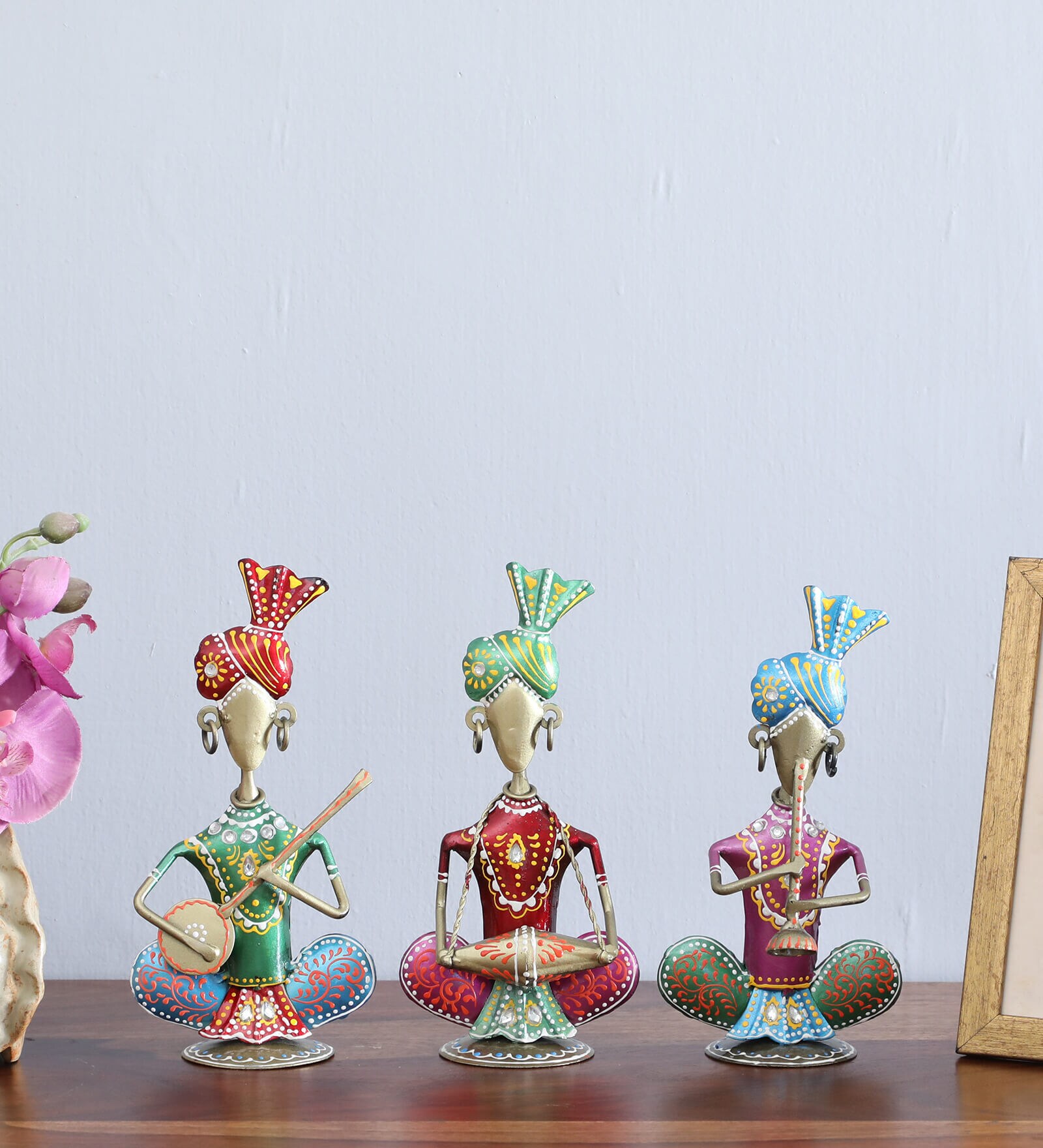 Panjabi Musician S/3 Multicolour Metal Figurines
