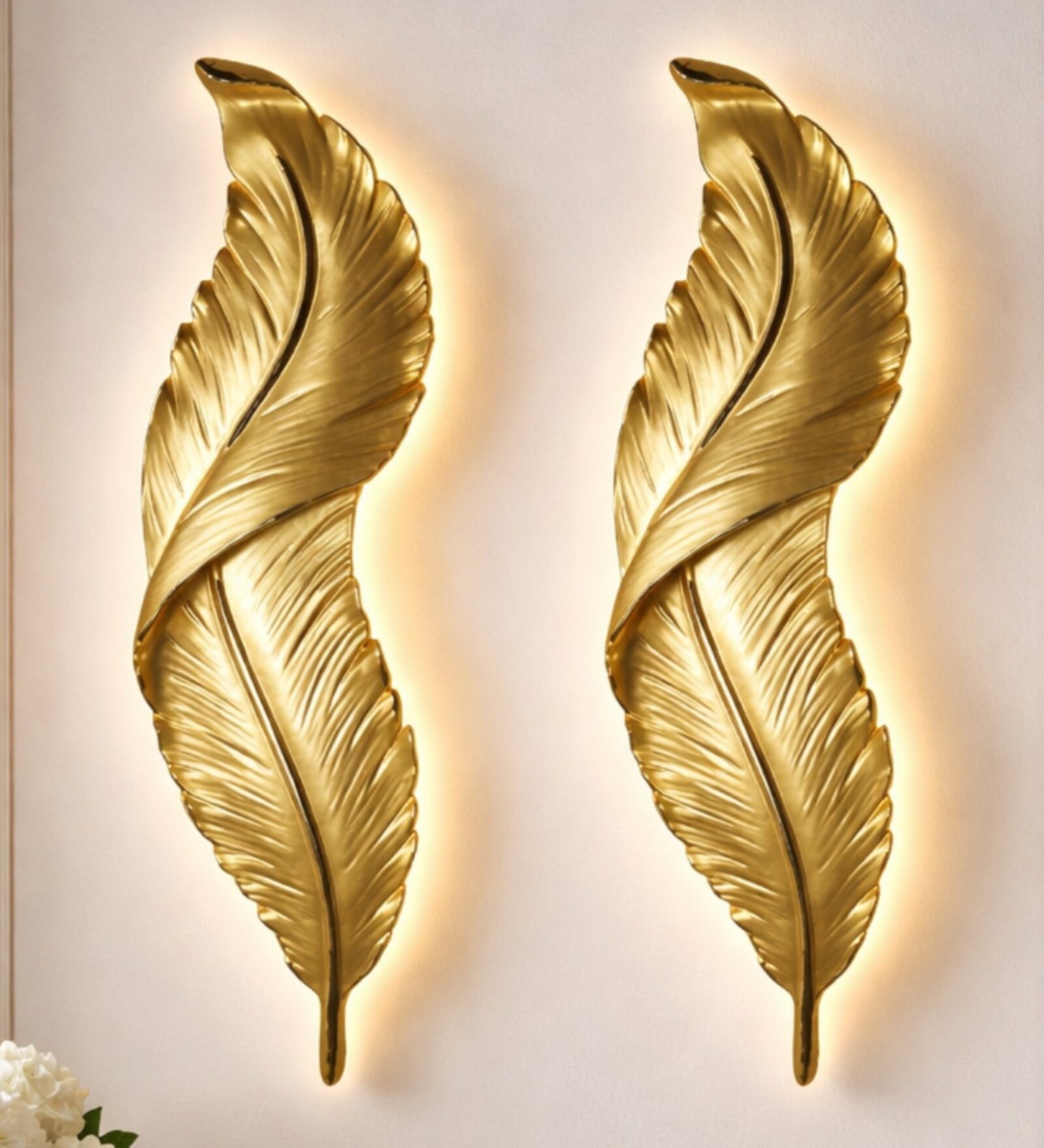 Golden Feather Design Novelty Wall Light Set of 2