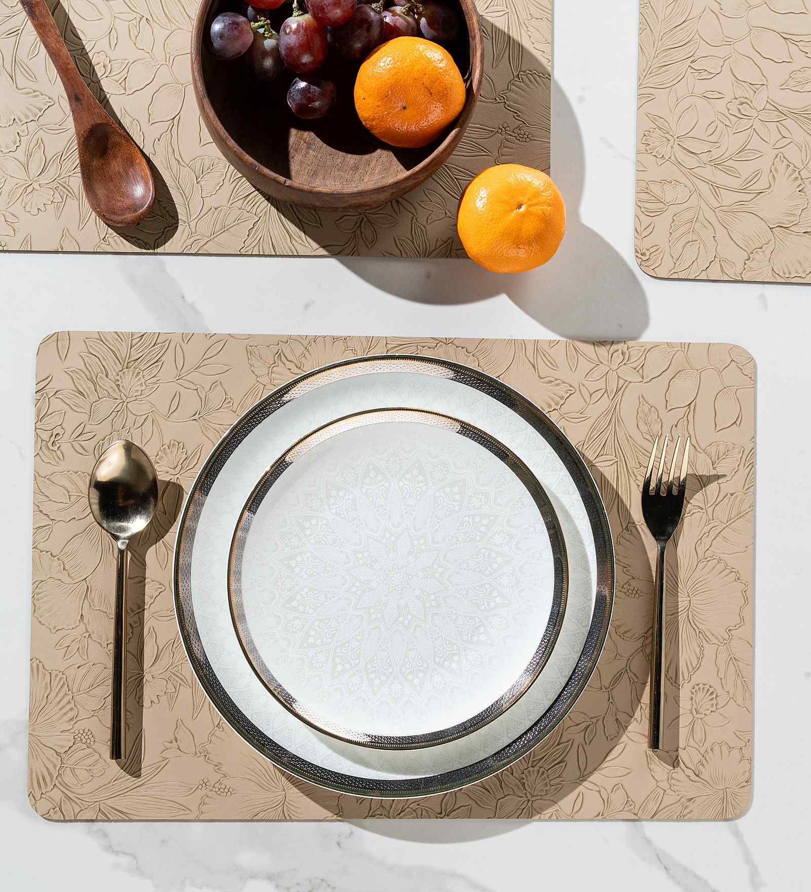 Marble Vine Beige PVC Dining Table Mats (Set of 6)