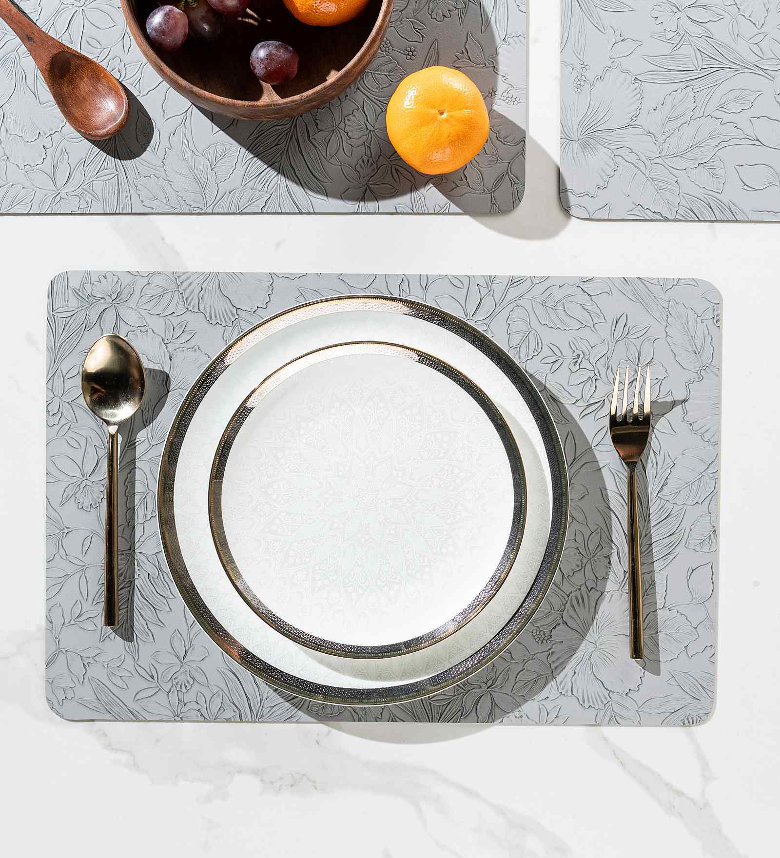 Marble Vine Grey PVC Dining Table Mats (Set of 6)