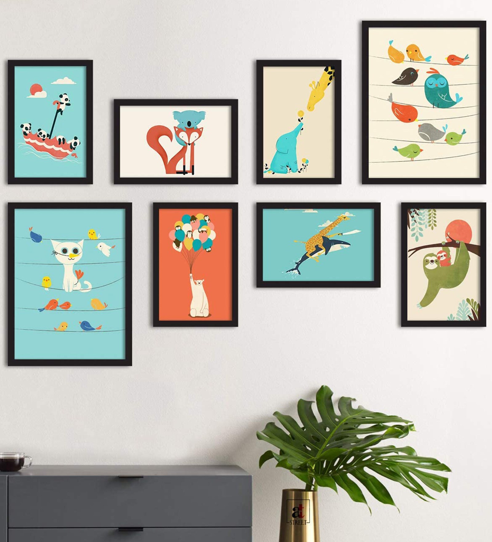 Paper Framed Kids Art Black Set Of 8 Art Print
