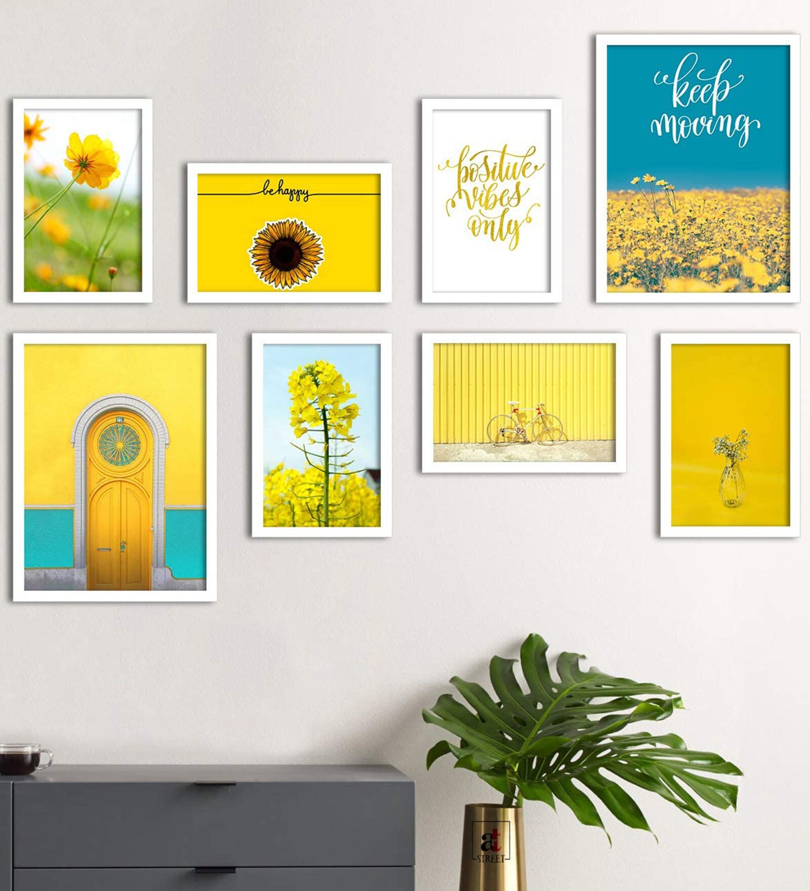 Paper Framed Sunshine Senorita Yellow & White Set Of 8 Art Print