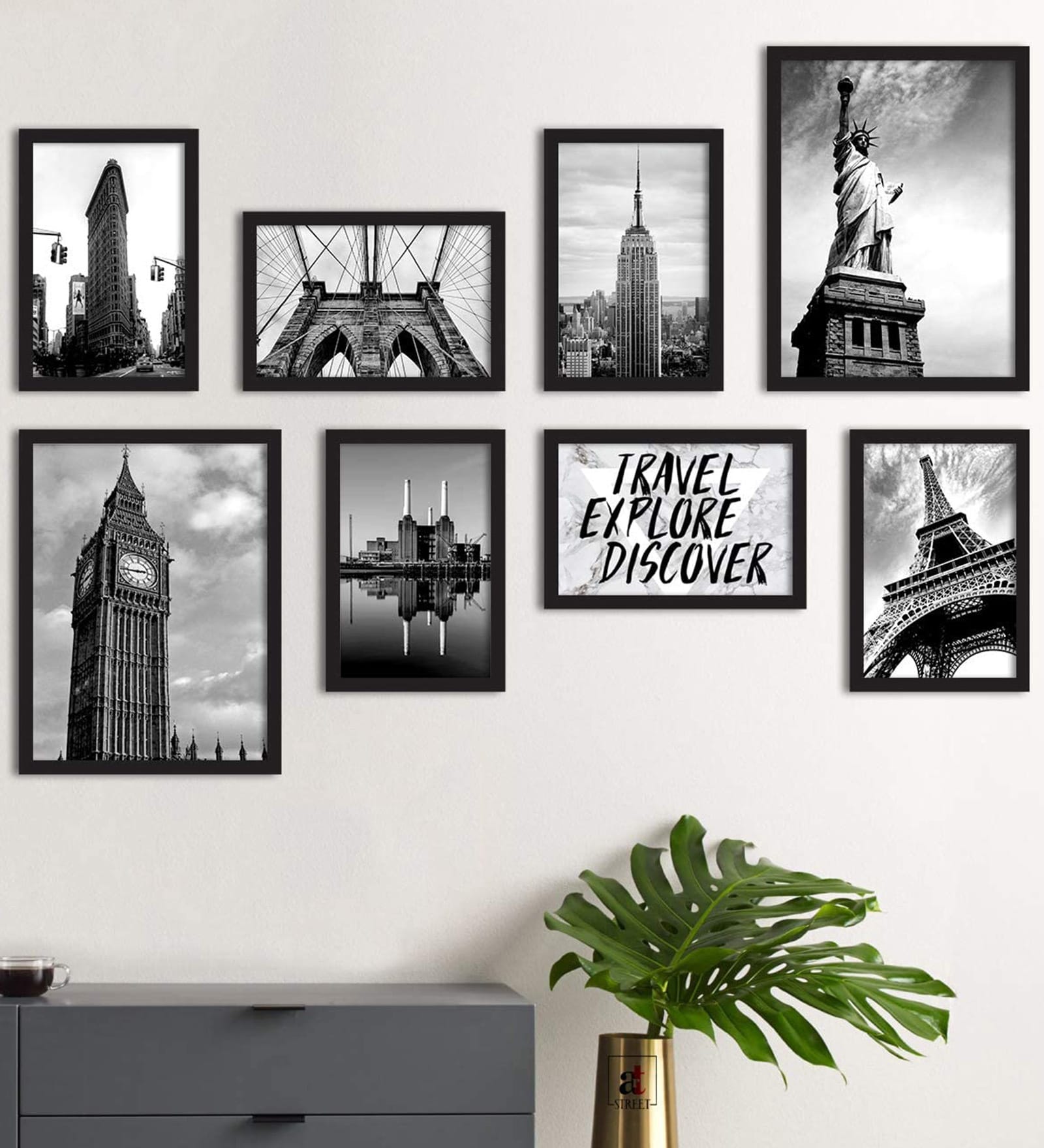 Paper Framed Travel Explore Discover Prints Set Of 8 Art Print